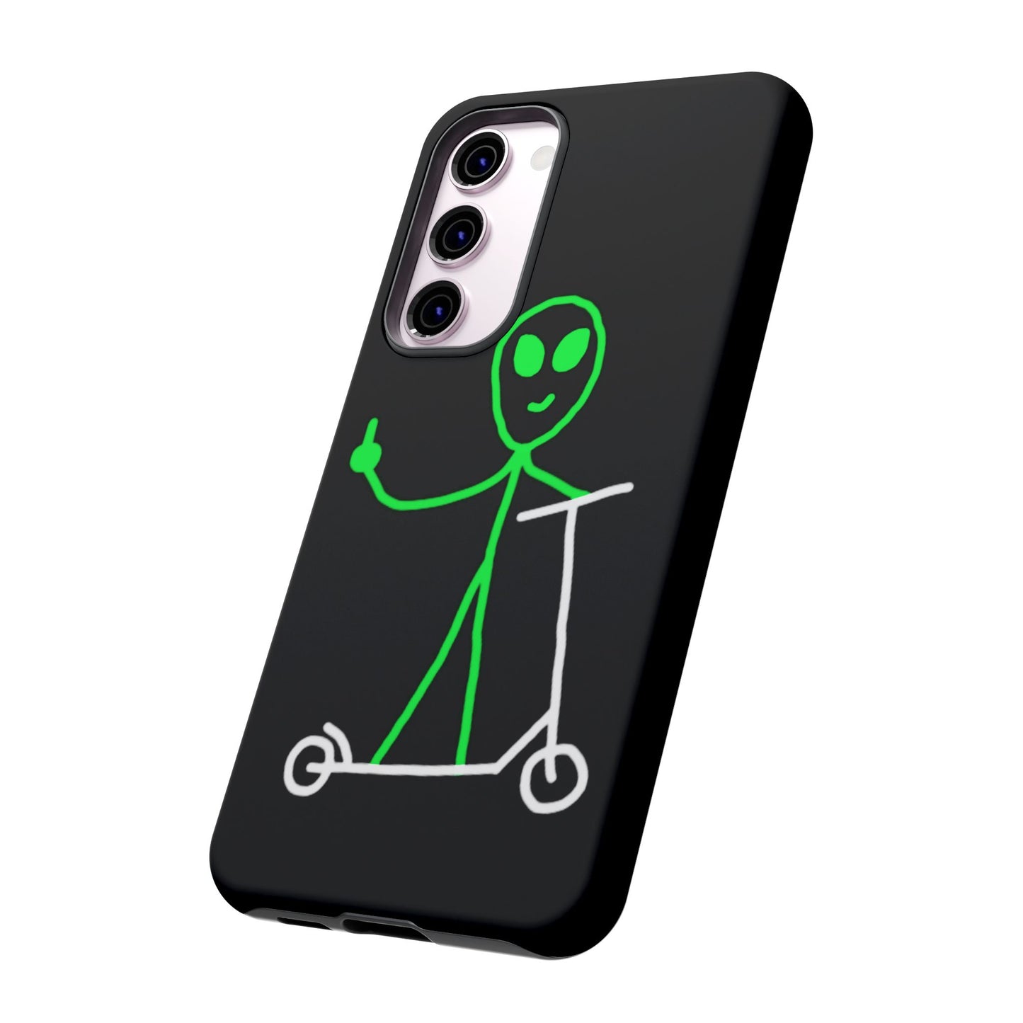 Alien on a Scooter Phone Case (Black)