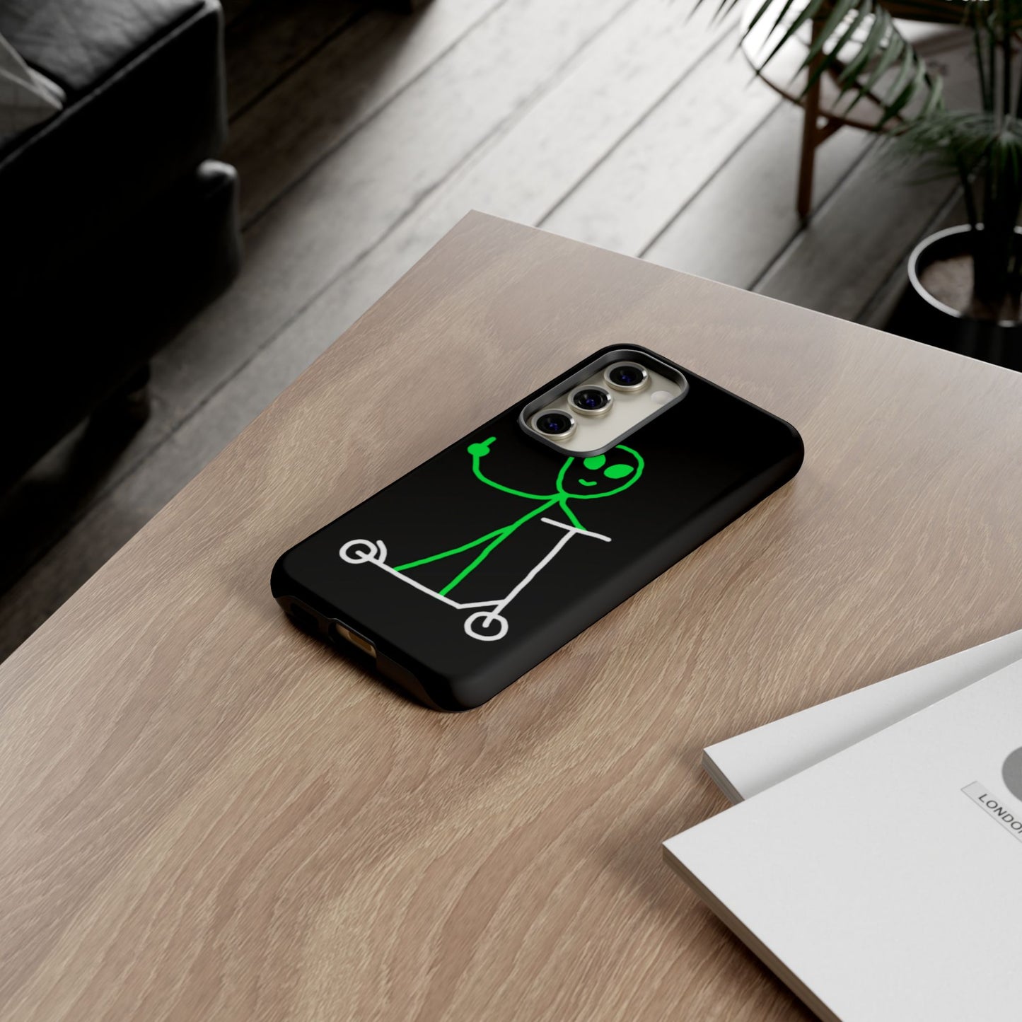 Alien on a Scooter Phone Case (Black)