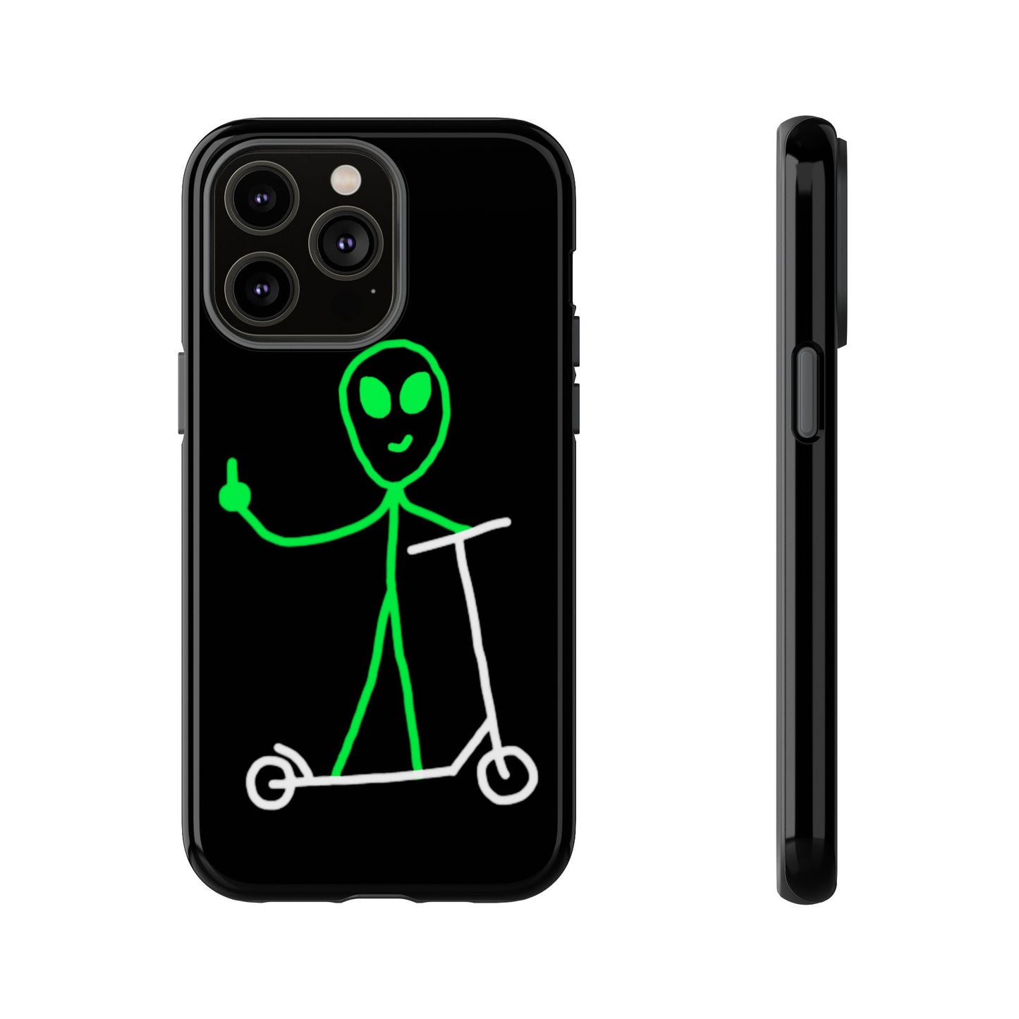 Alien on a Scooter Phone Case (Black)