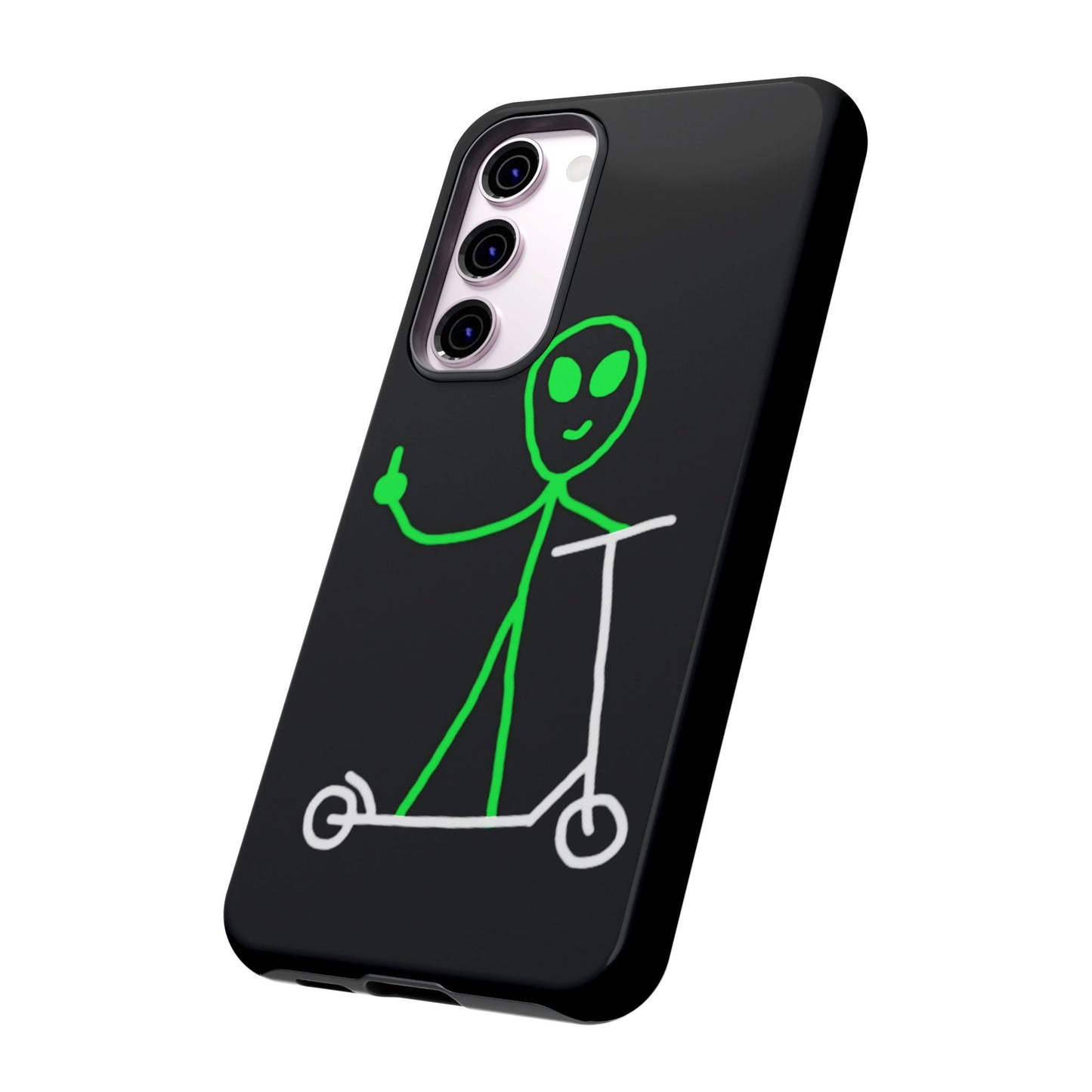 Alien on a Scooter Phone Case (Black)