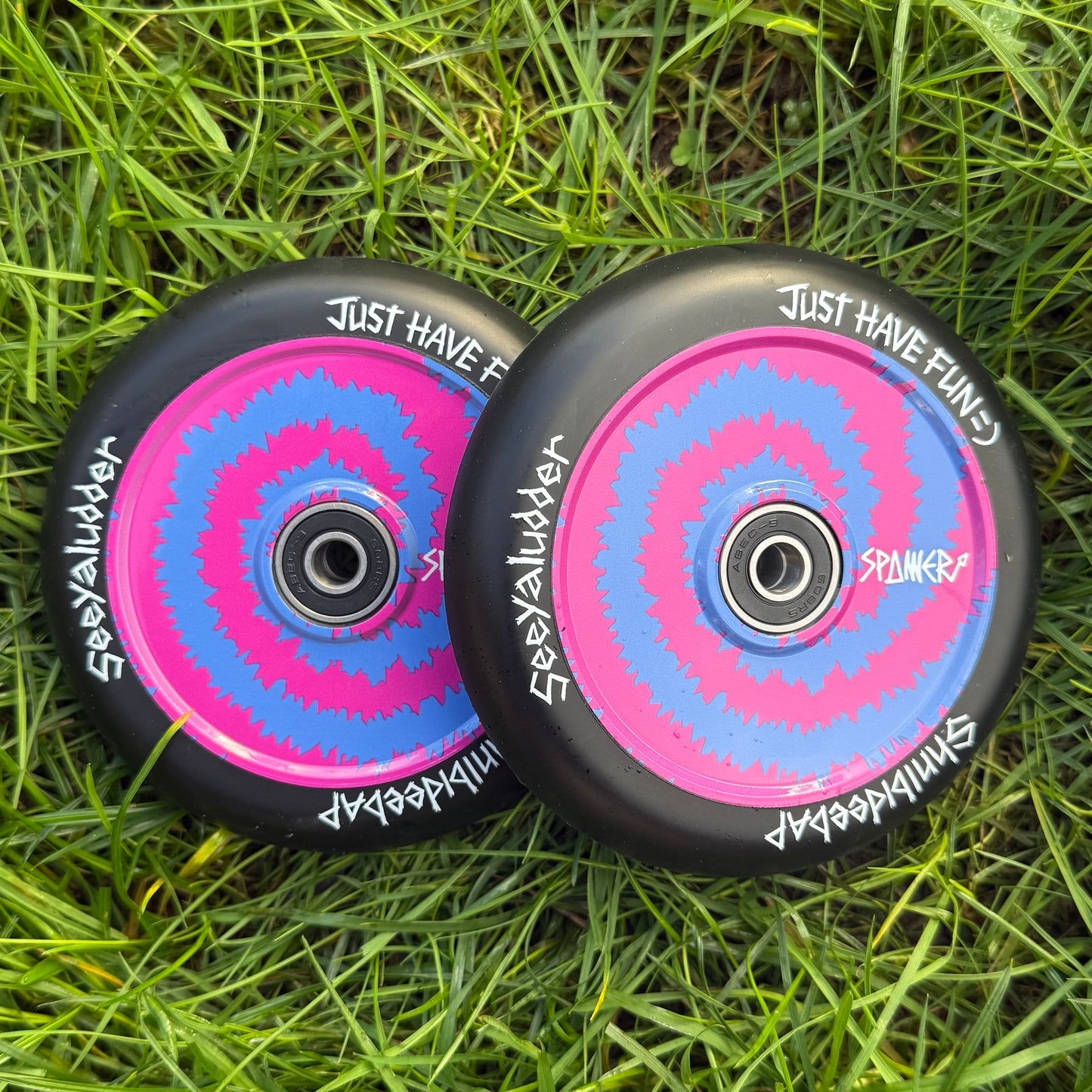 Pink & Blue Spiral Wheels