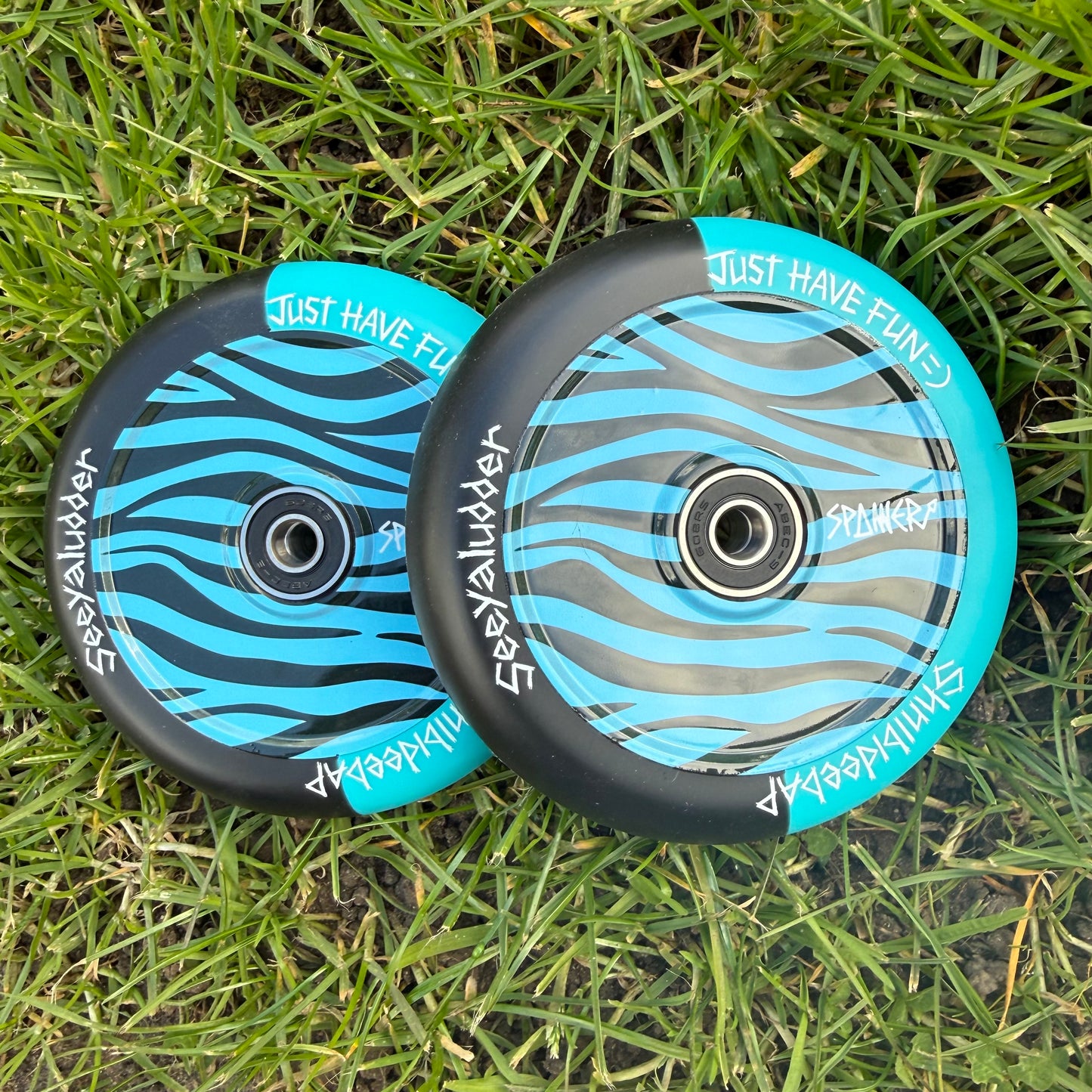 Black & Blue Zebra Wheels