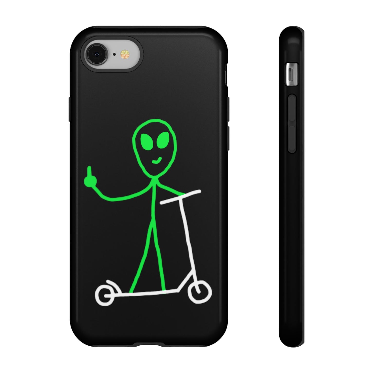 Alien on a Scooter Phone Case (Black)