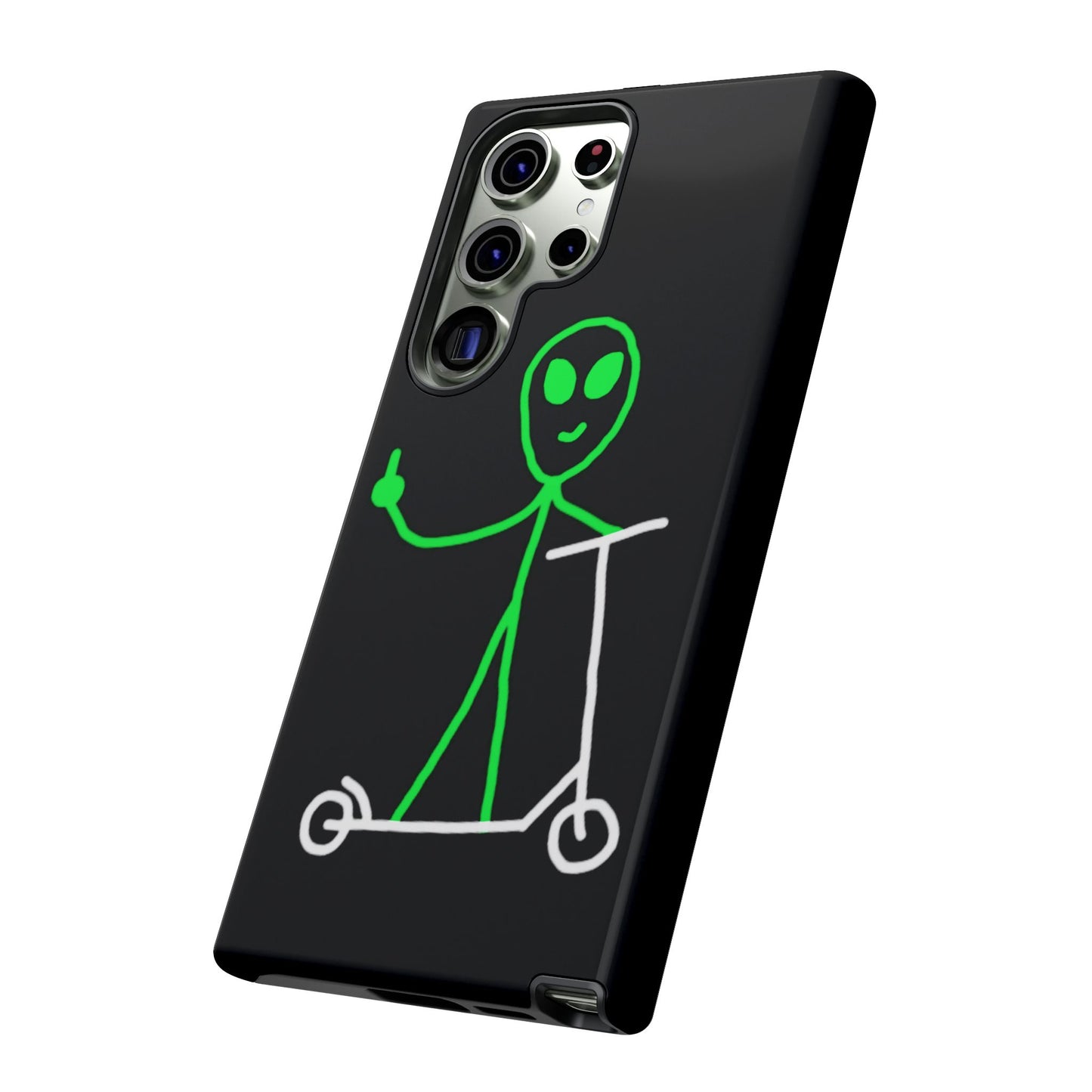 Alien on a Scooter Phone Case (Black)