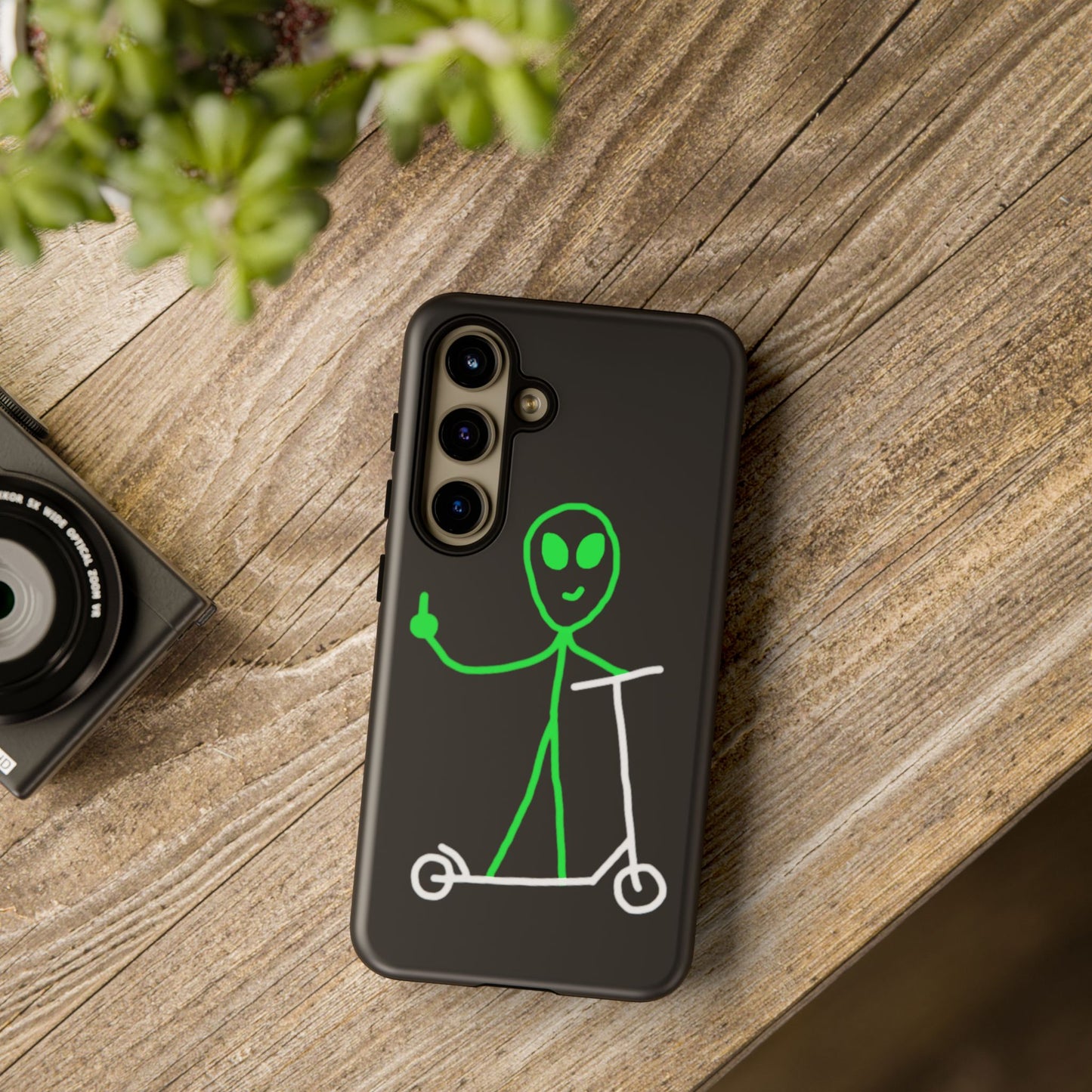 Alien on a Scooter Phone Case (Black)