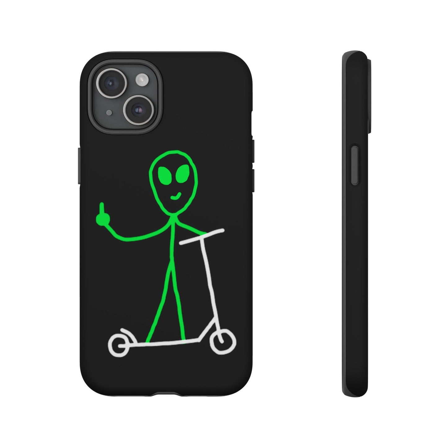 Alien on a Scooter Phone Case (Black)