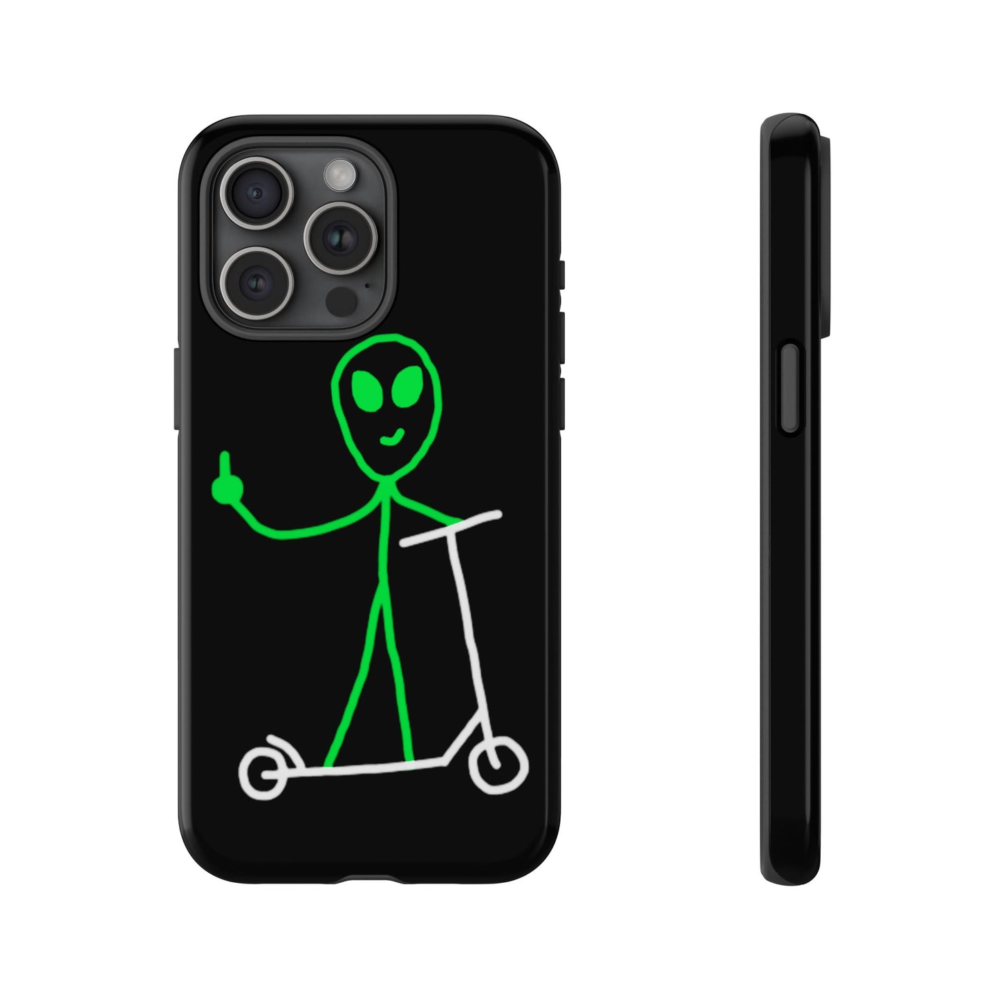 Alien on a Scooter Phone Case (Black)