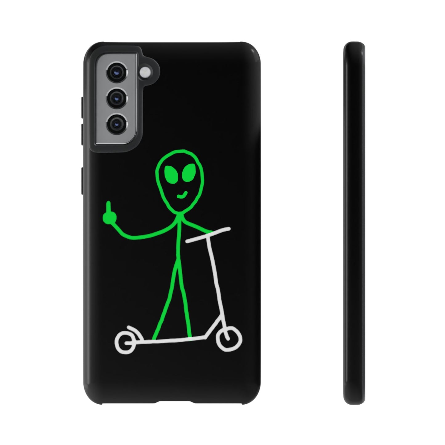 Alien on a Scooter Phone Case (Black)