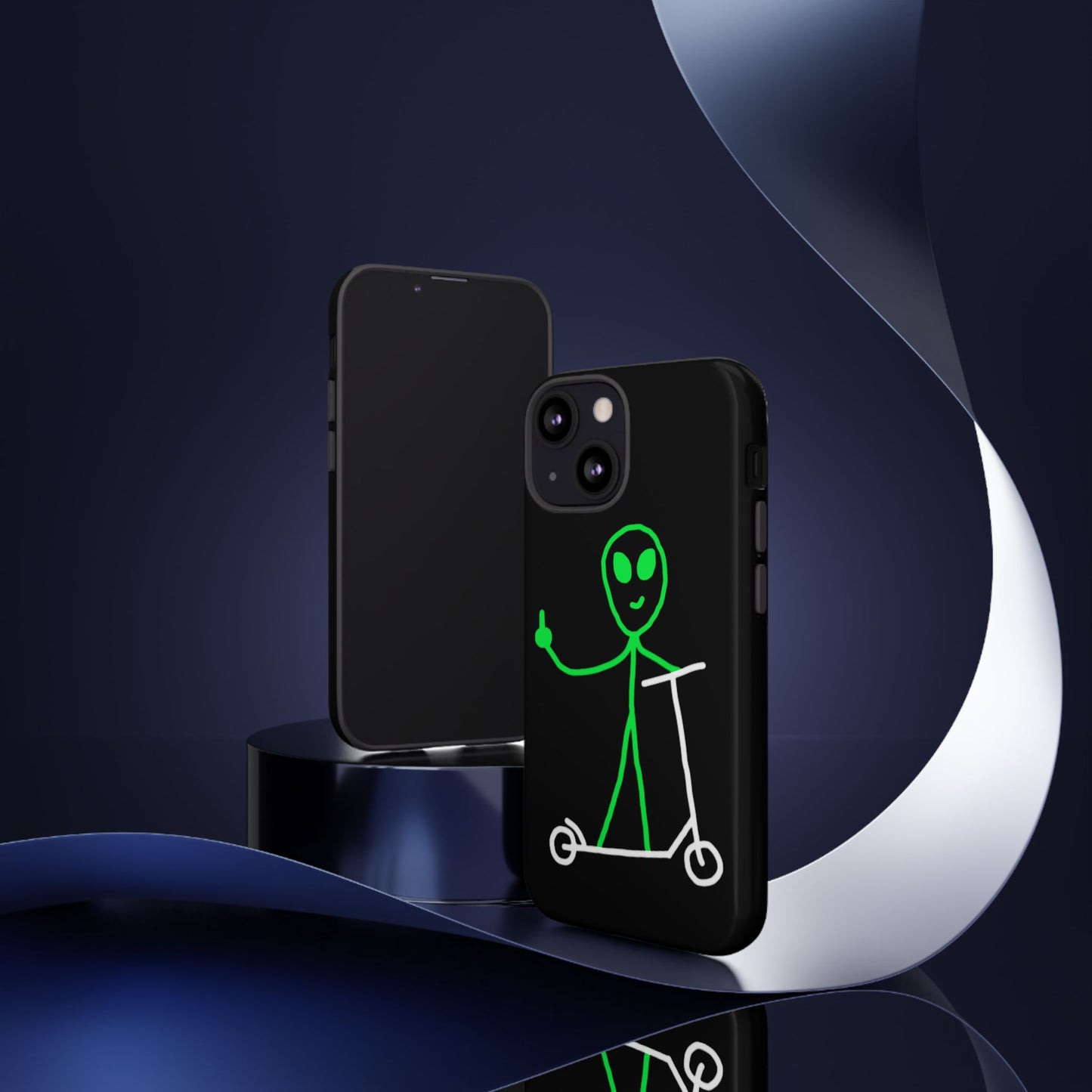 Alien on a Scooter Phone Case (Black)