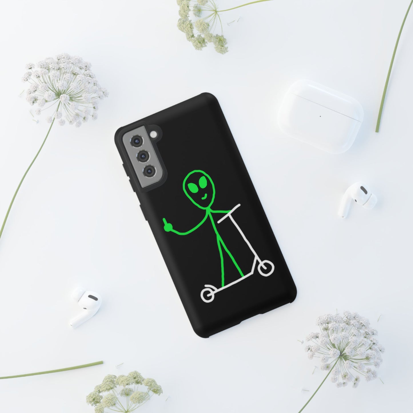 Alien on a Scooter Phone Case (Black)