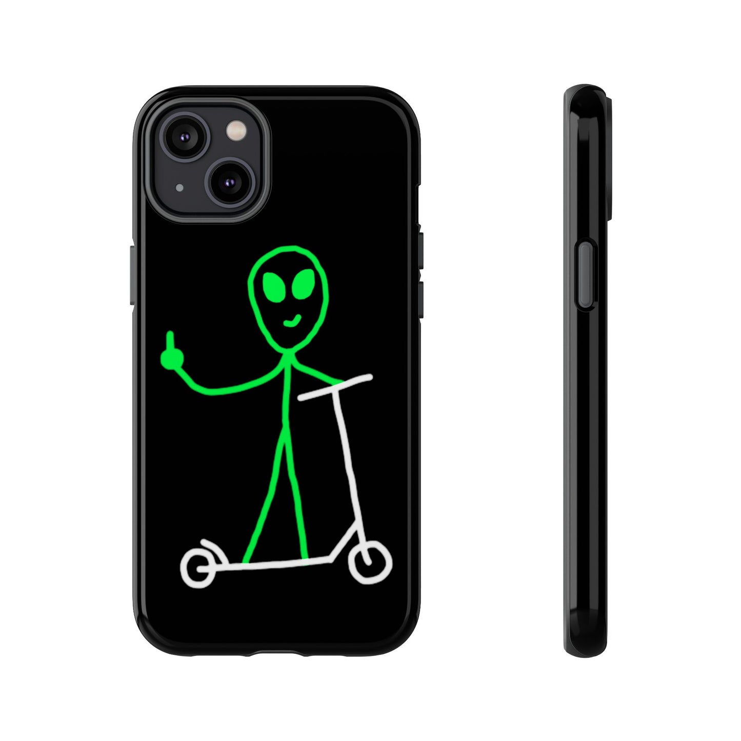 Alien on a Scooter Phone Case (Black)