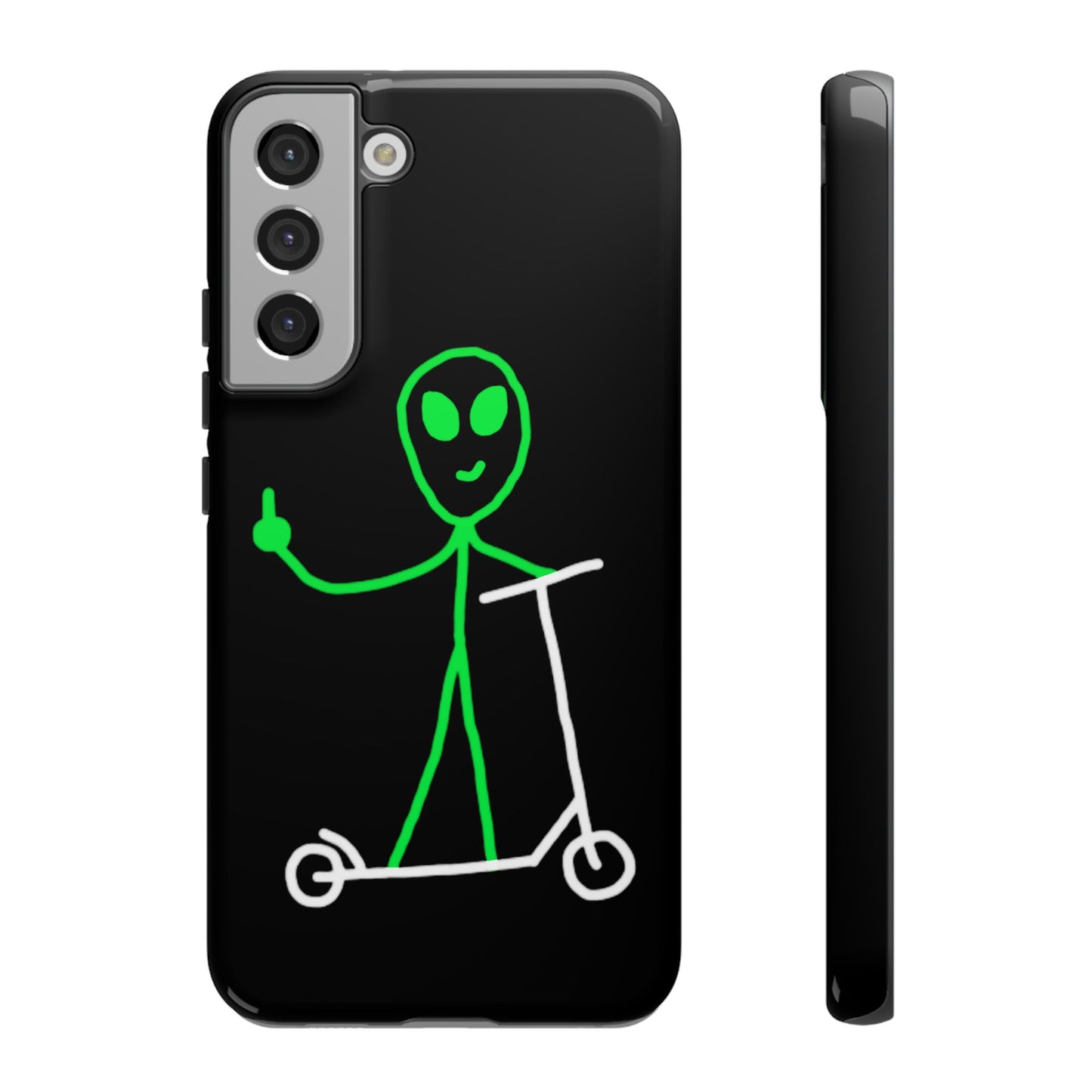 Alien on a Scooter Phone Case (Black)