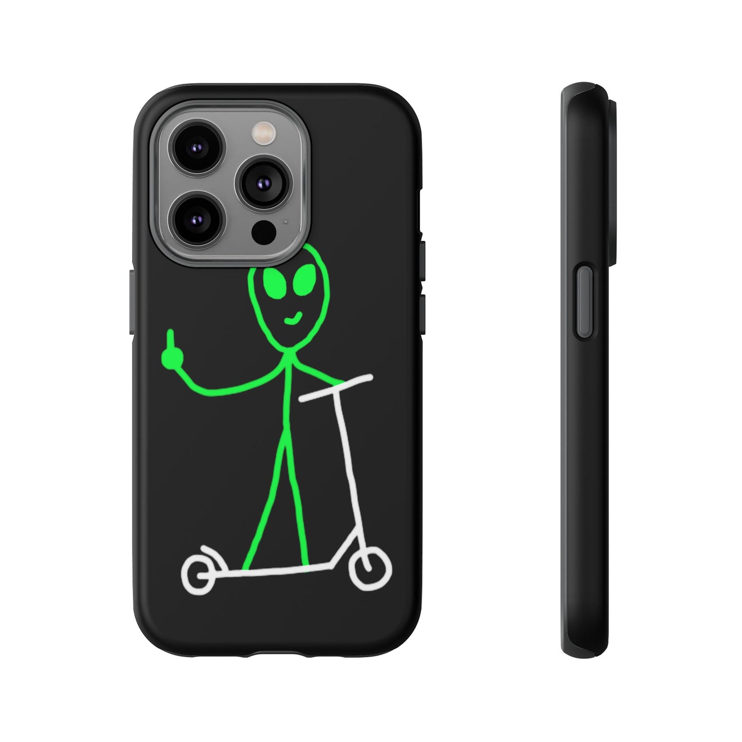 Alien on a Scooter Phone Case (Black)