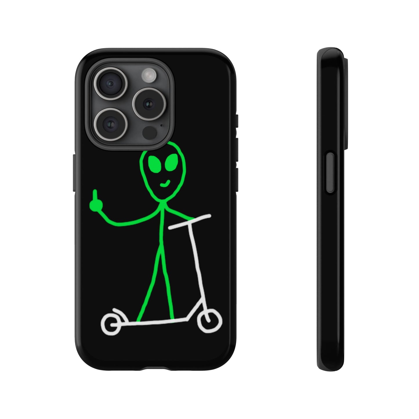 Alien on a Scooter Phone Case (Black)