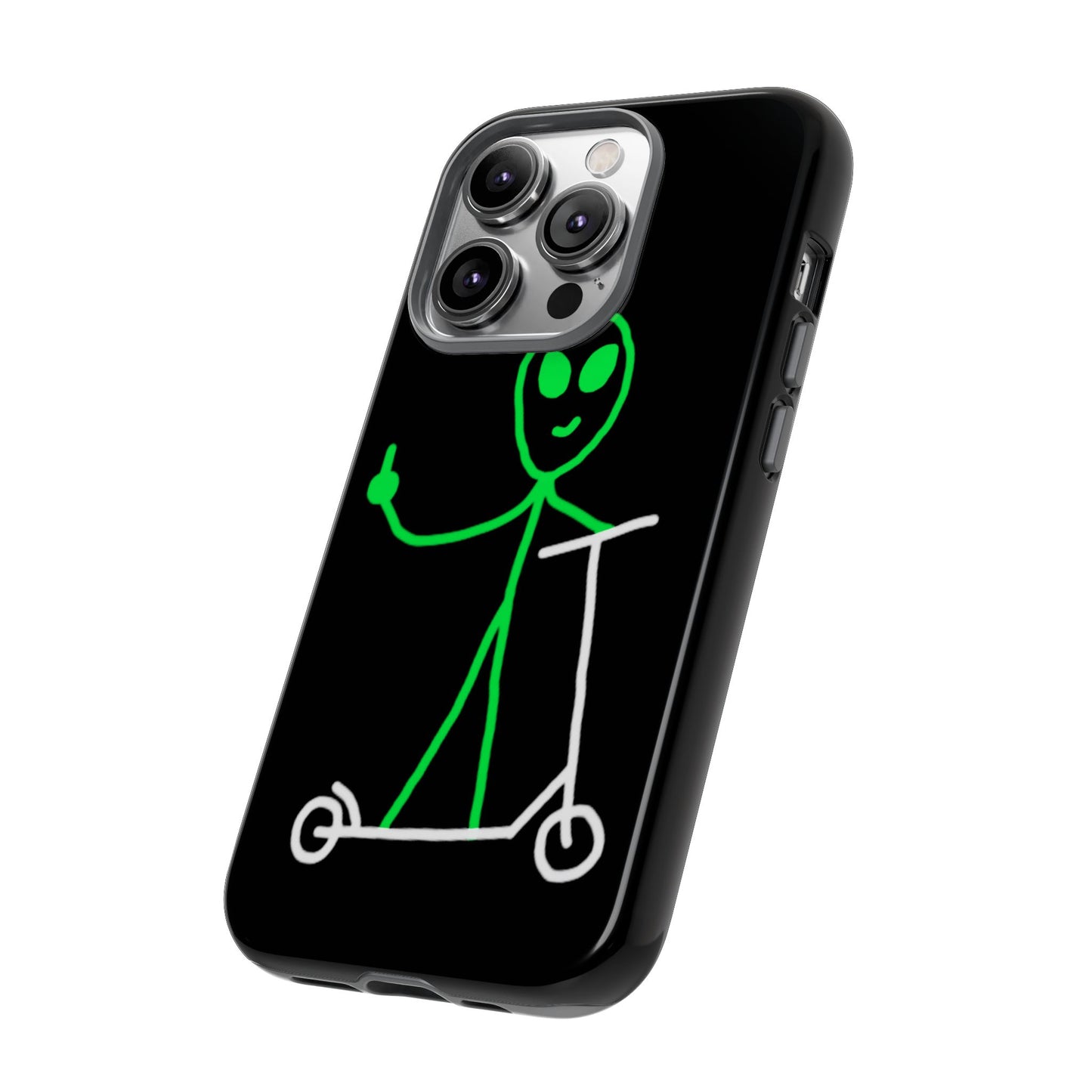 Alien on a Scooter Phone Case (Black)