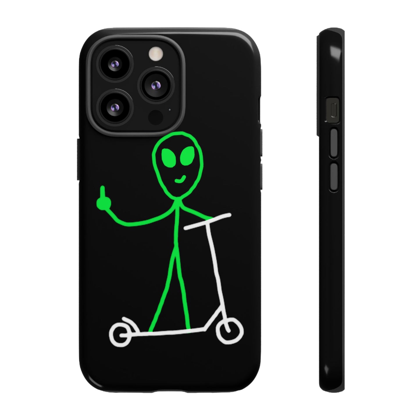 Alien on a Scooter Phone Case (Black)