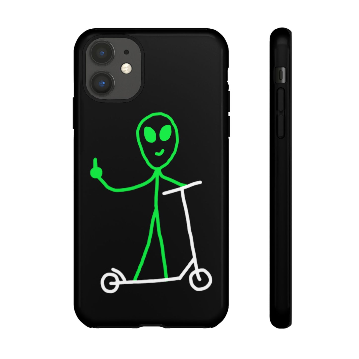 Alien on a Scooter Phone Case (Black)