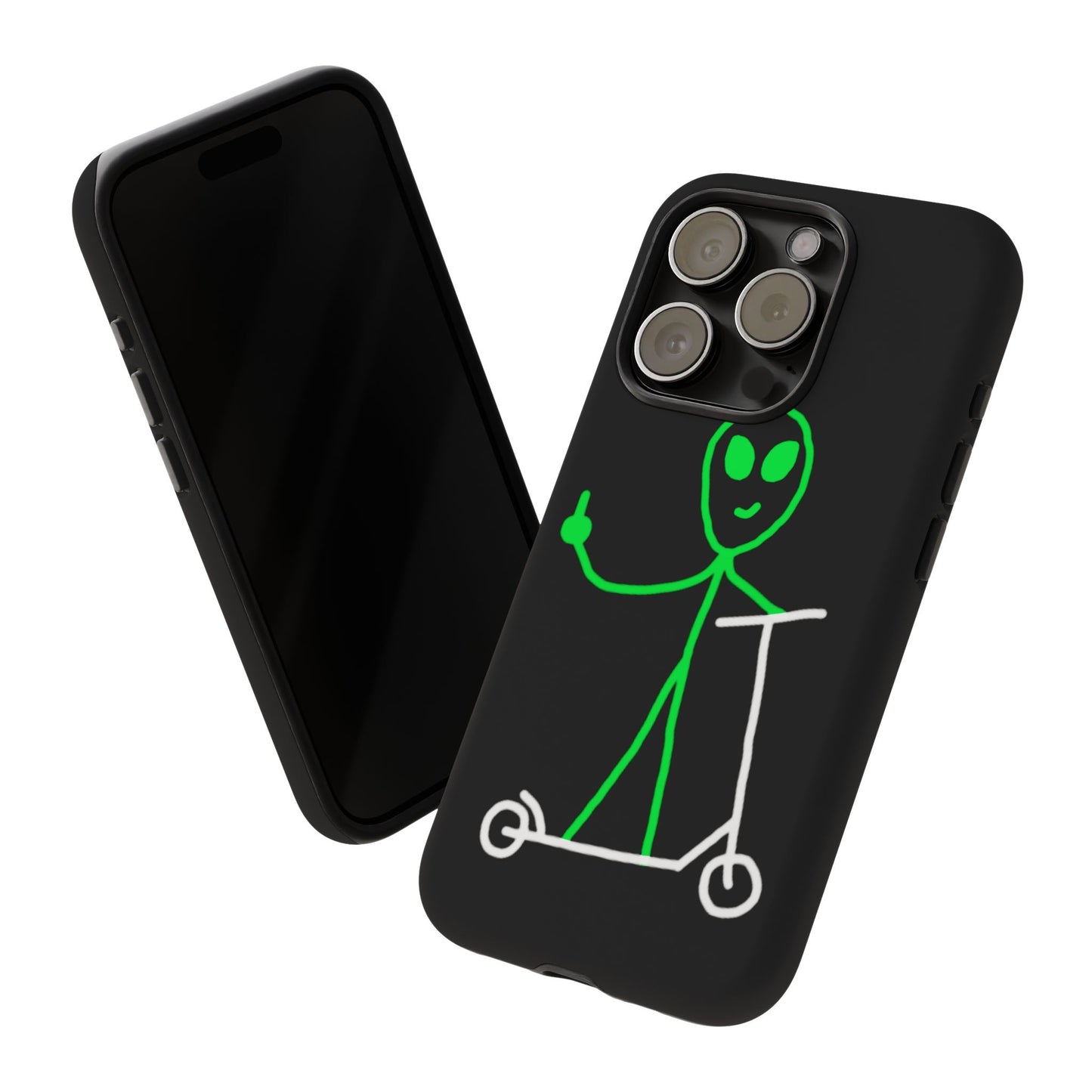 Alien on a Scooter Phone Case (Black)