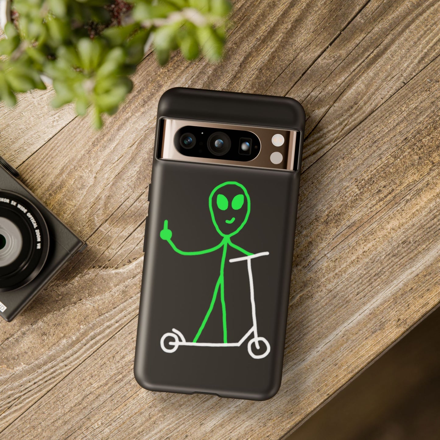 Alien on a Scooter Phone Case (Black)