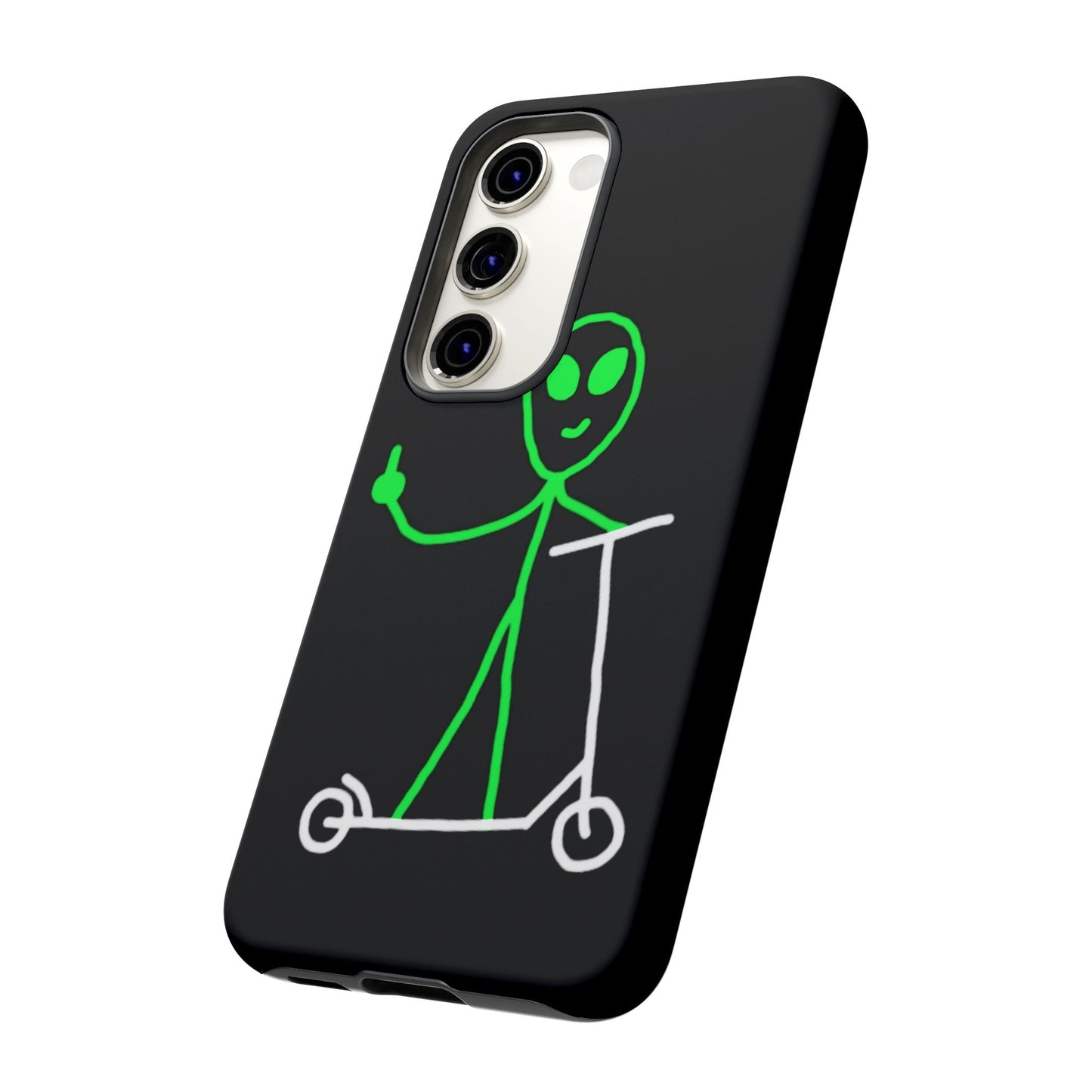 Alien on a Scooter Phone Case (Black)