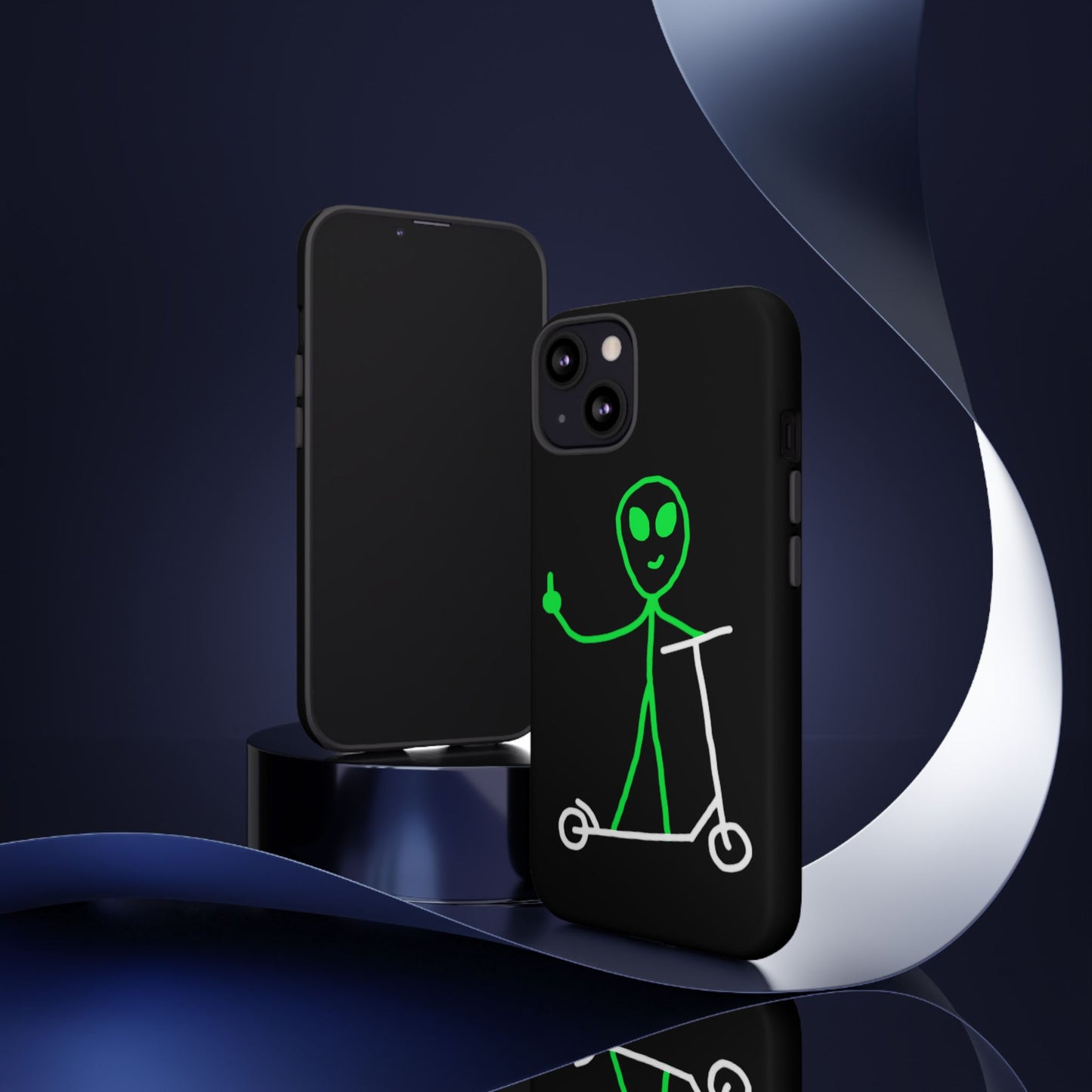 Alien on a Scooter Phone Case (Black)