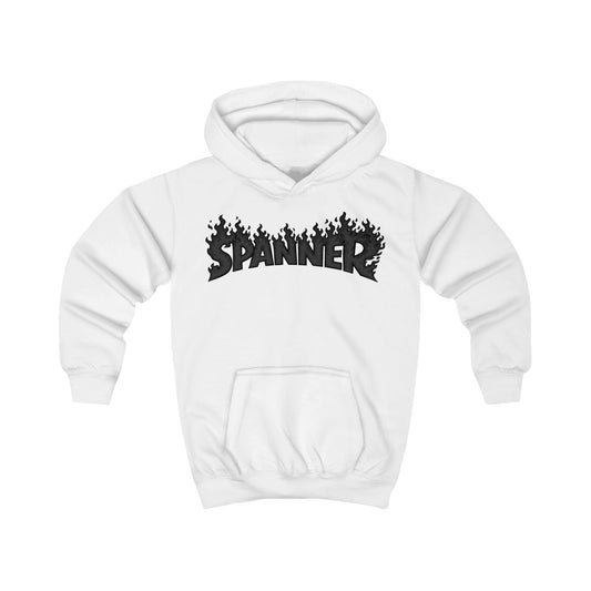Black Spanner on Fire Hoodie (Kids)