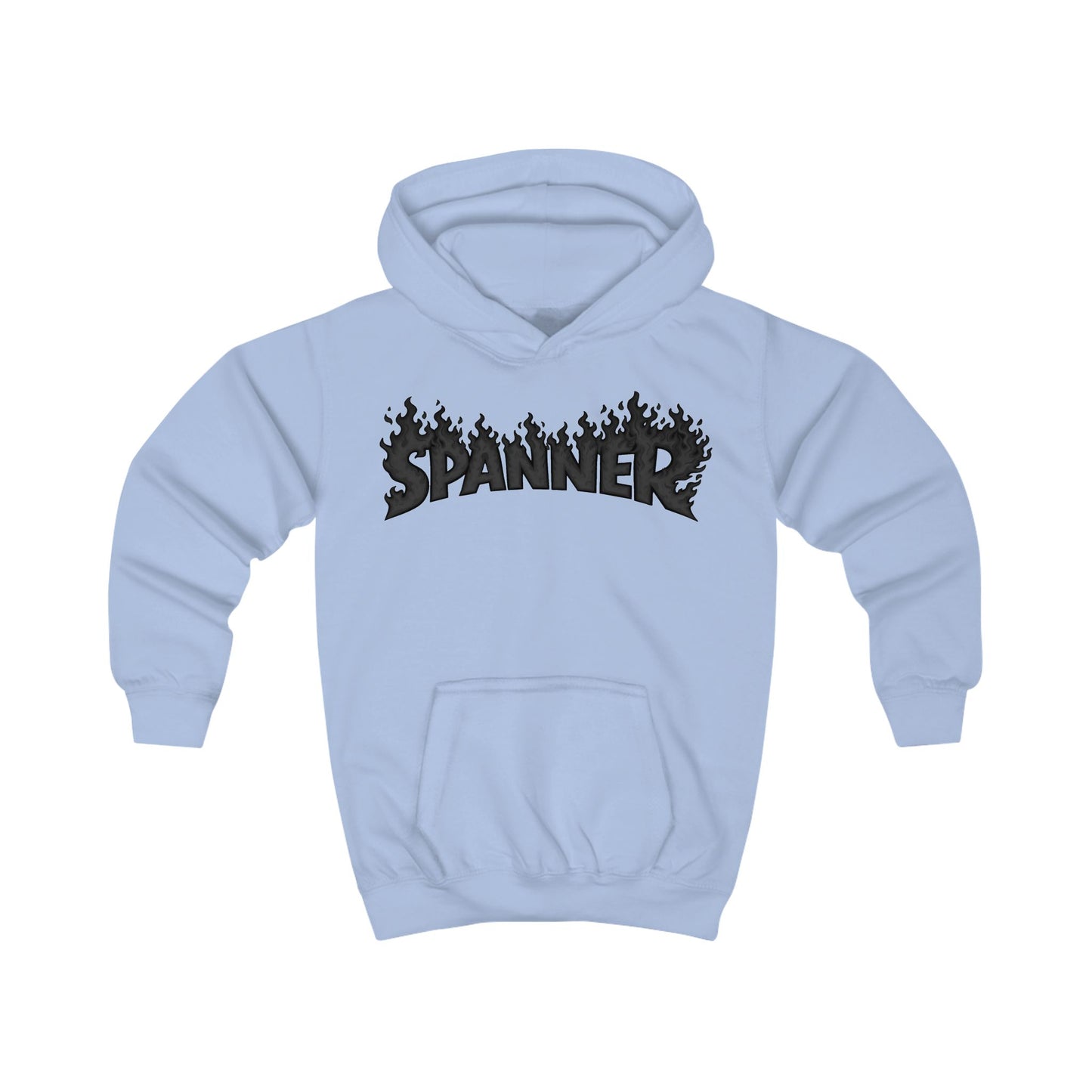 Black Spanner on Fire Hoodie (Kids)