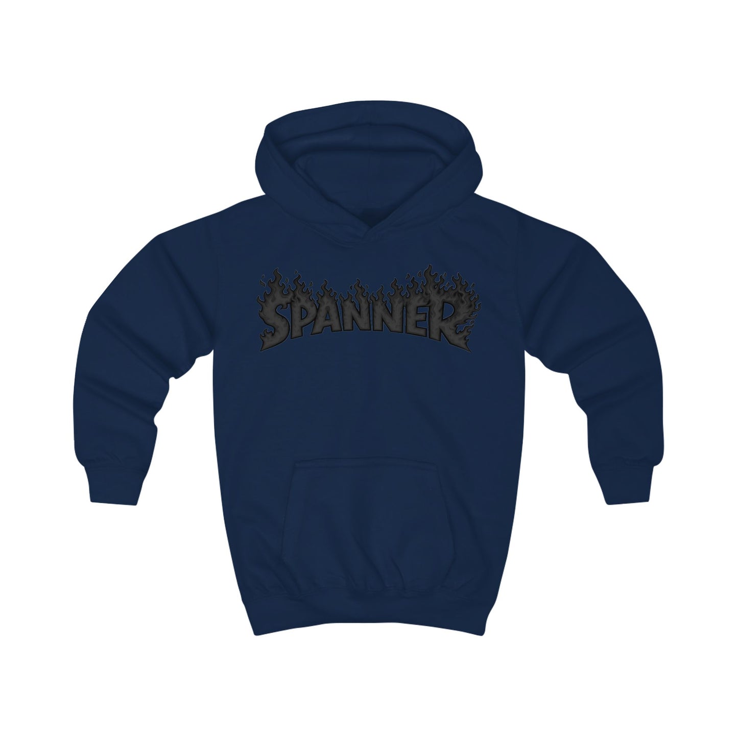 Black Spanner on Fire Hoodie (Kids)