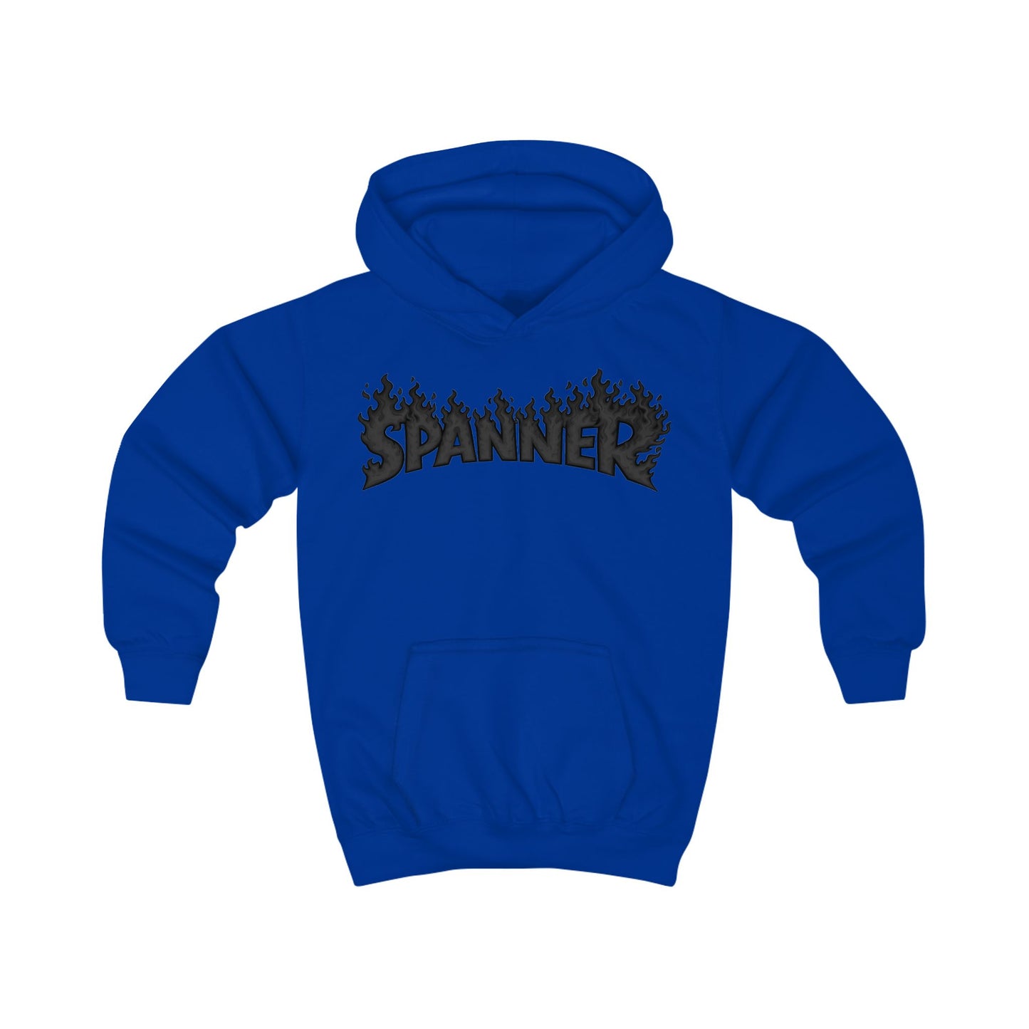 Black Spanner on Fire Hoodie (Kids)