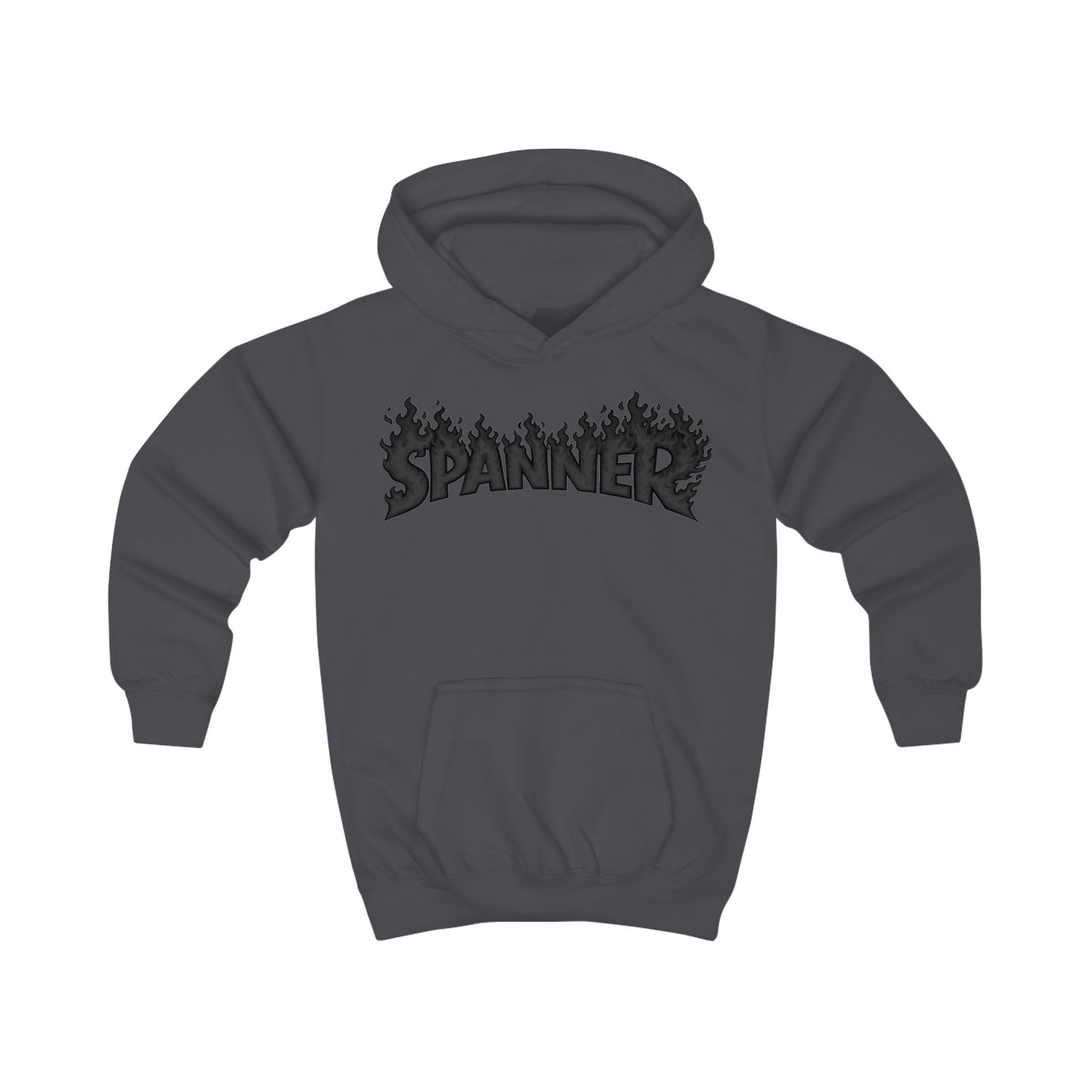 Black Spanner on Fire Hoodie (Kids)