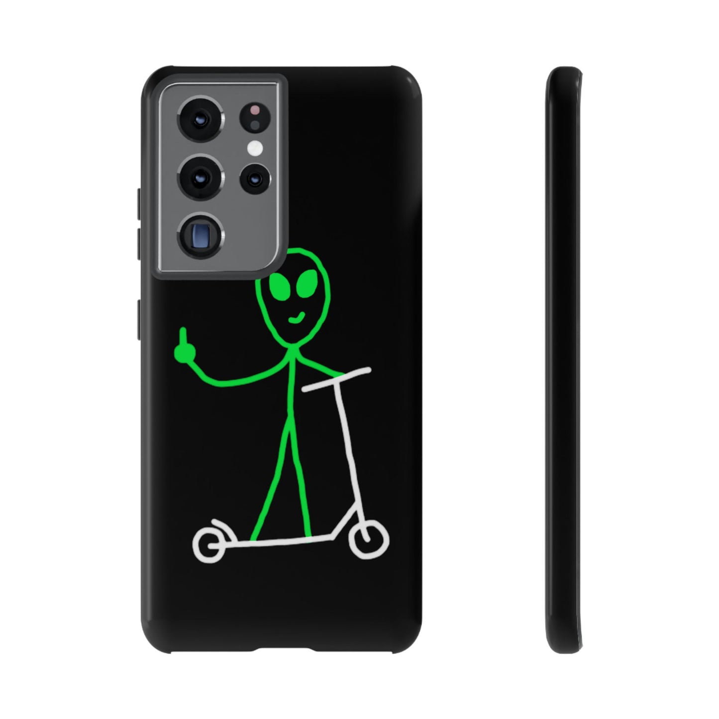 Alien on a Scooter Phone Case (Black)
