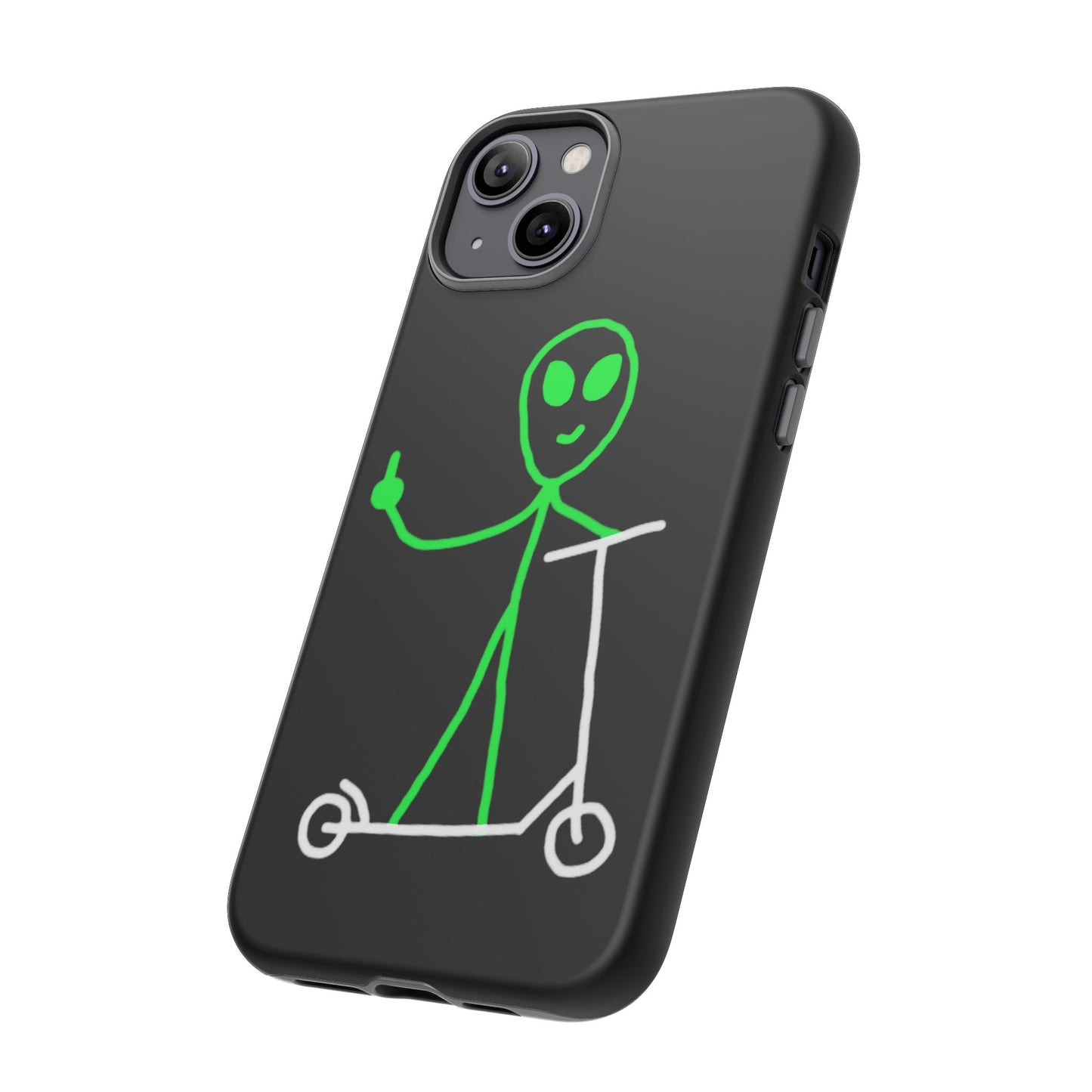 Alien on a Scooter Phone Case (Black)