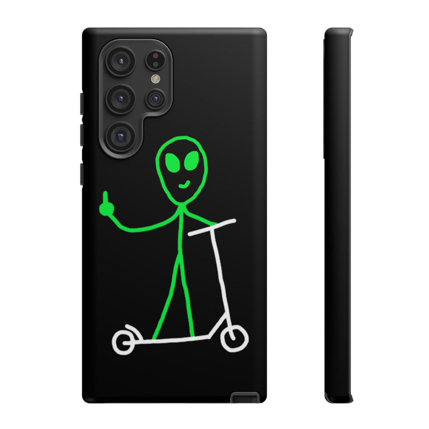 Alien on a Scooter Phone Case (Black)