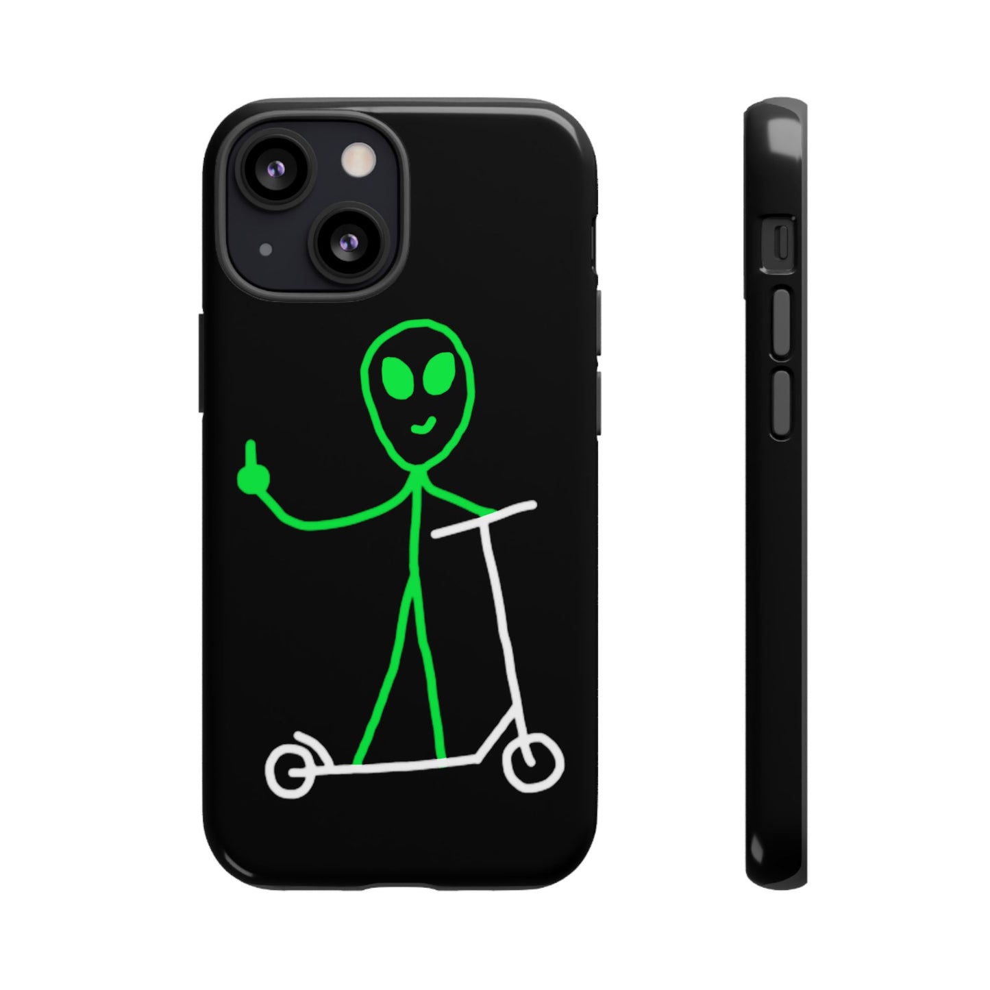 Alien on a Scooter Phone Case (Black)