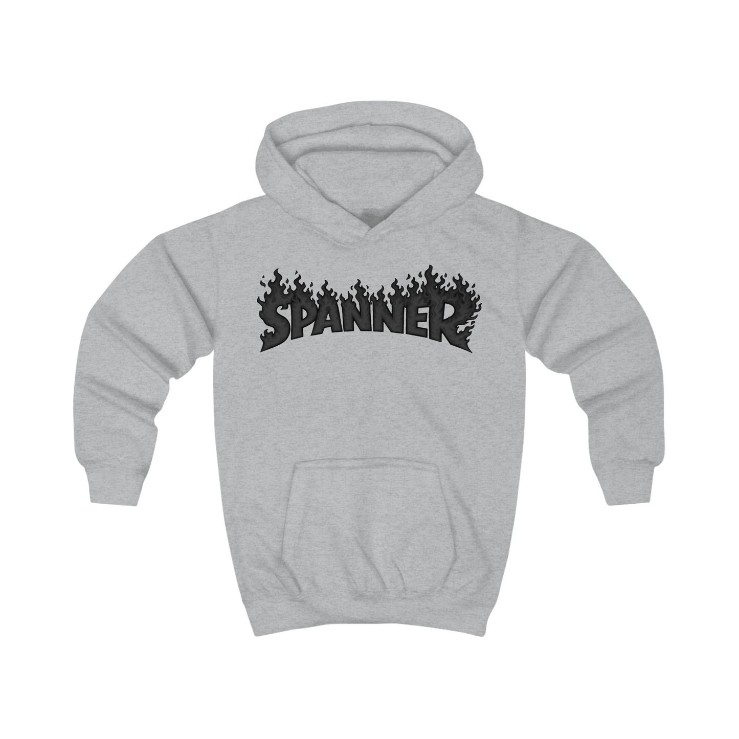 Black Spanner on Fire Hoodie (Kids)