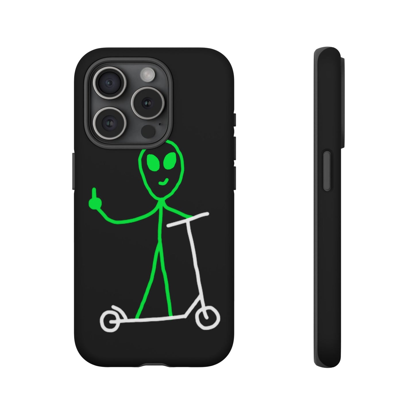 Alien on a Scooter Phone Case (Black)