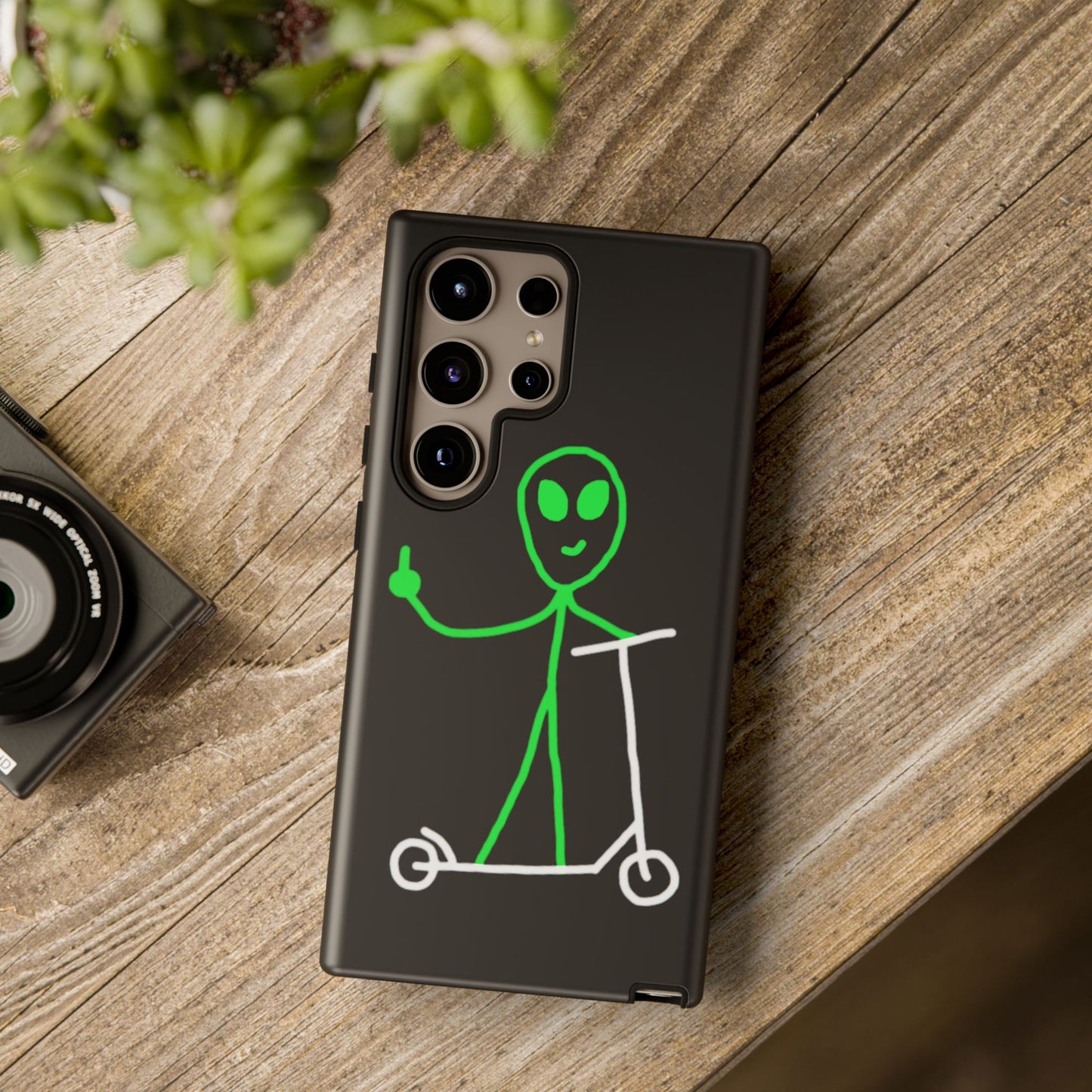 Alien on a Scooter Phone Case (Black)