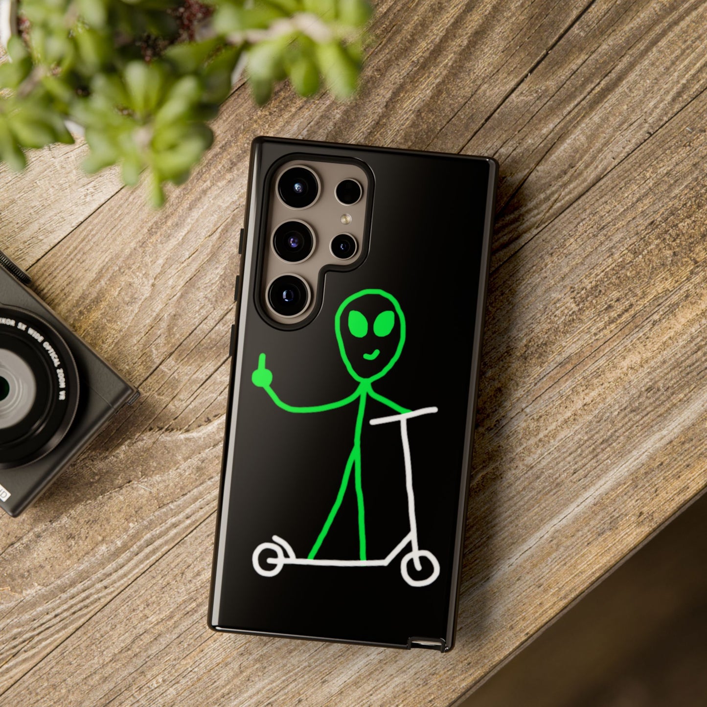 Alien on a Scooter Phone Case (Black)