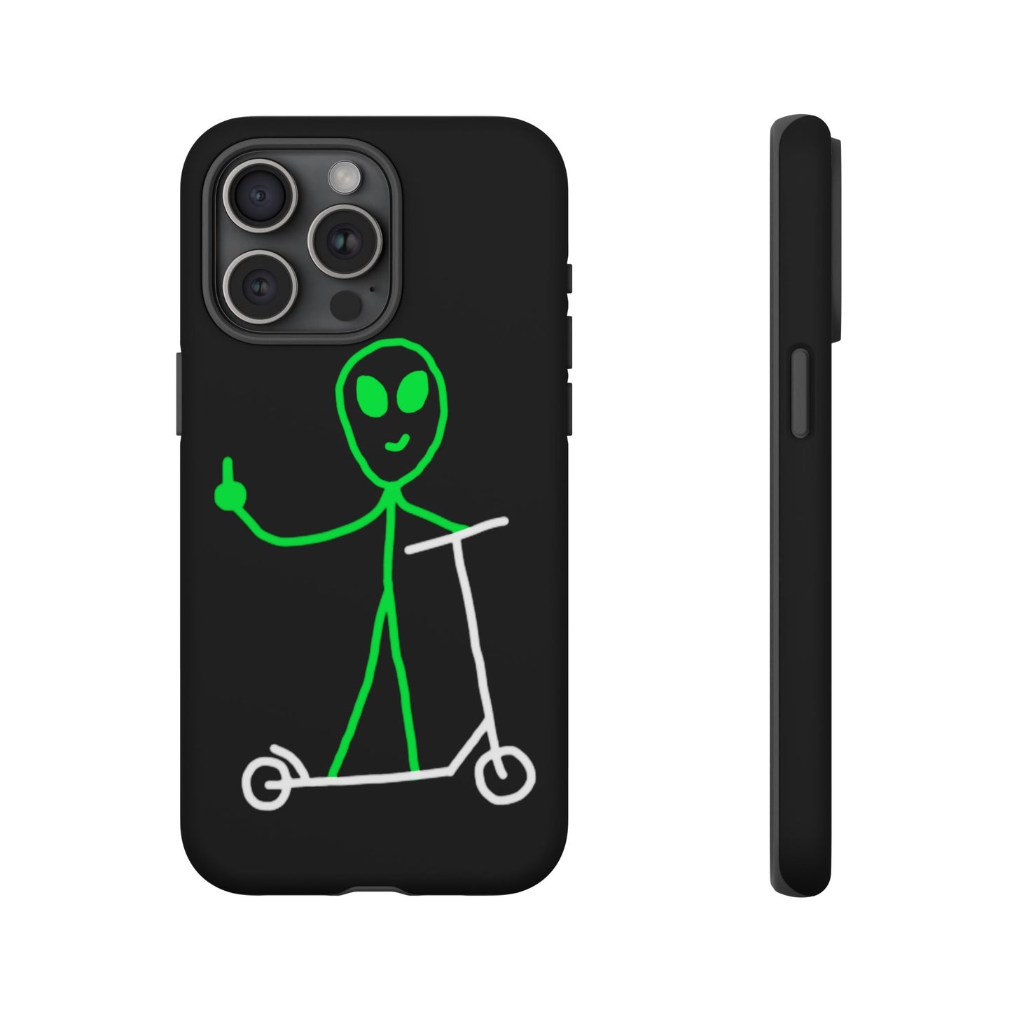 Alien on a Scooter Phone Case (Black)