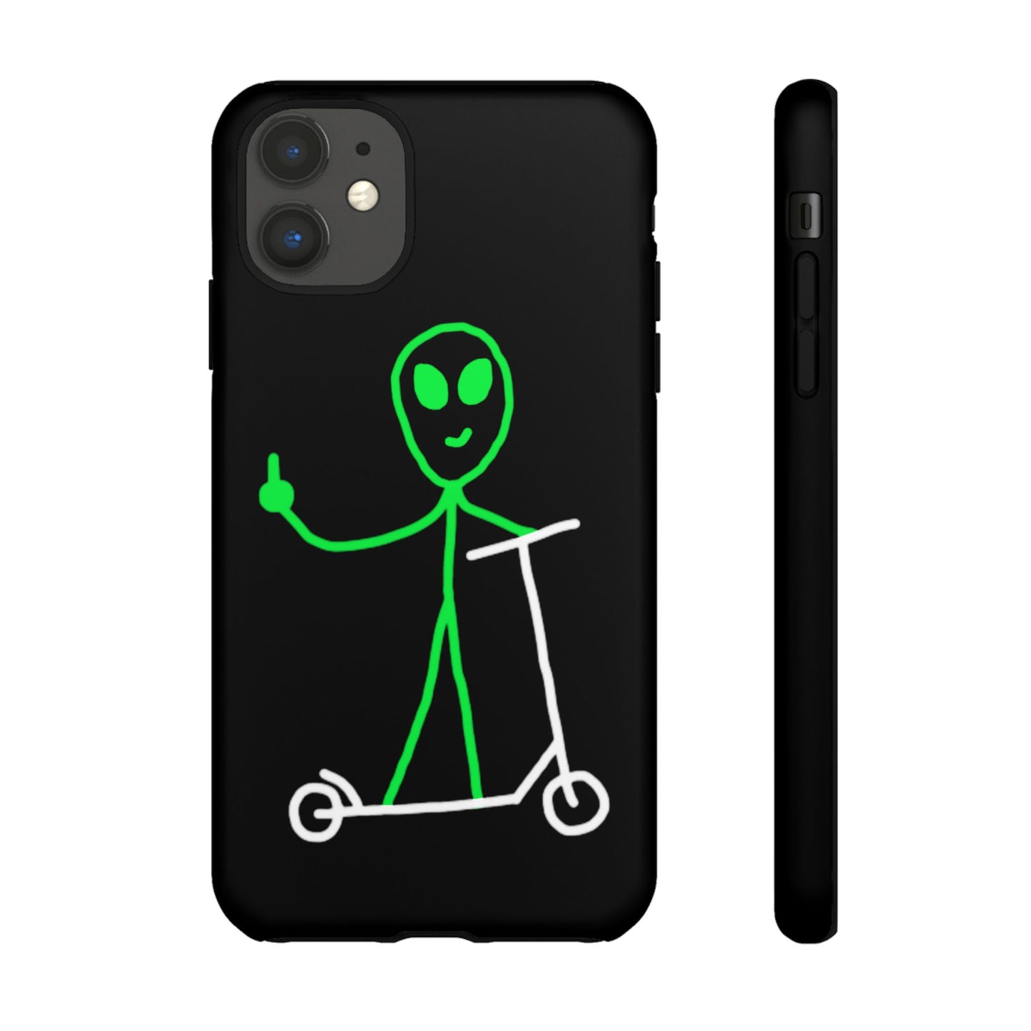 Alien on a Scooter Phone Case (Black)