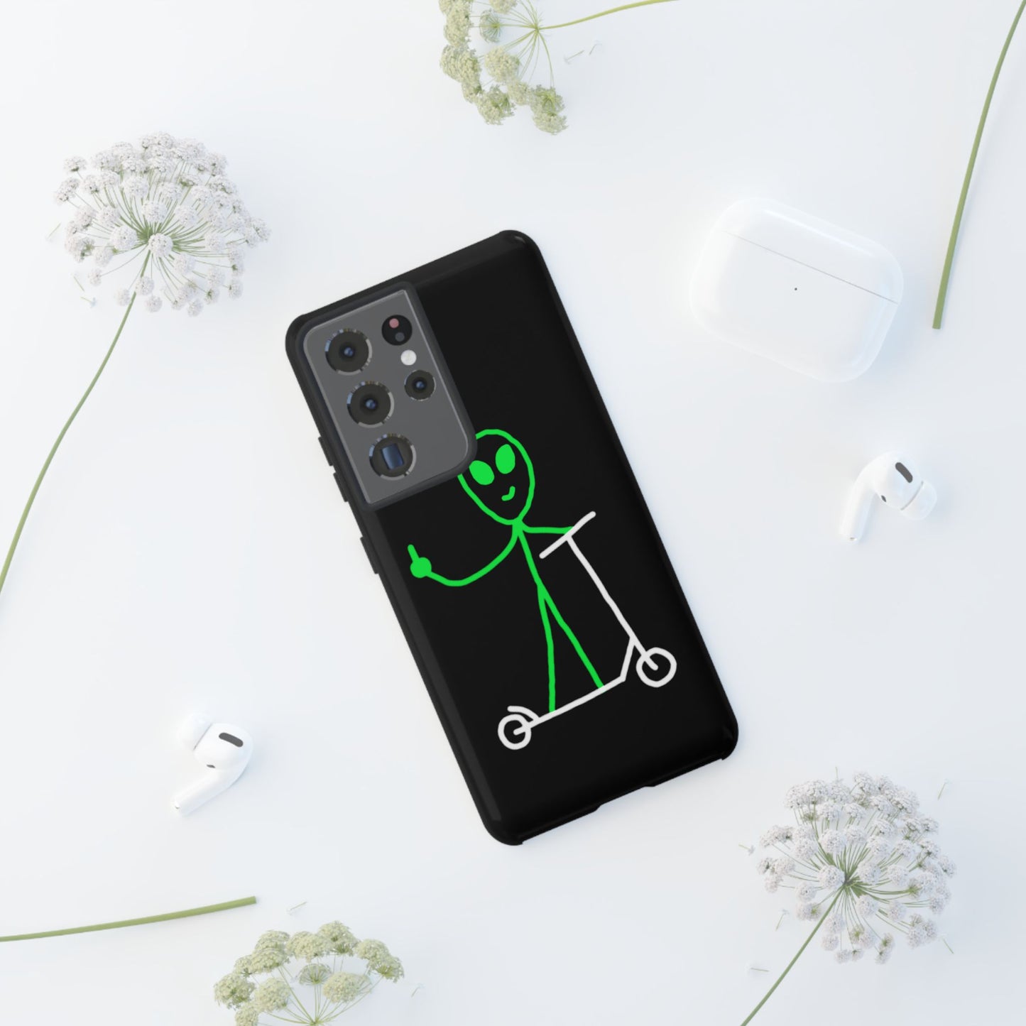 Alien on a Scooter Phone Case (Black)
