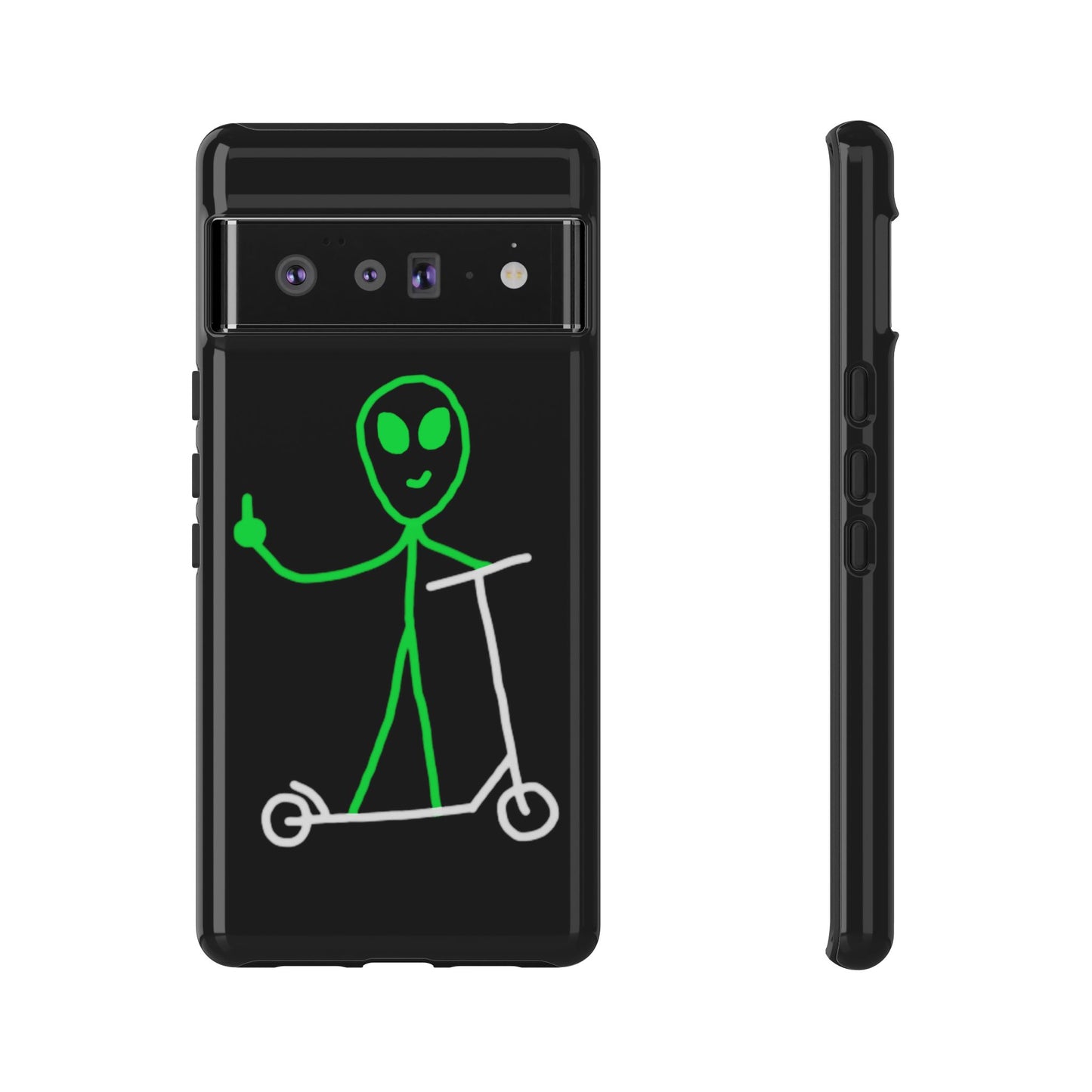 Alien on a Scooter Phone Case (Black)