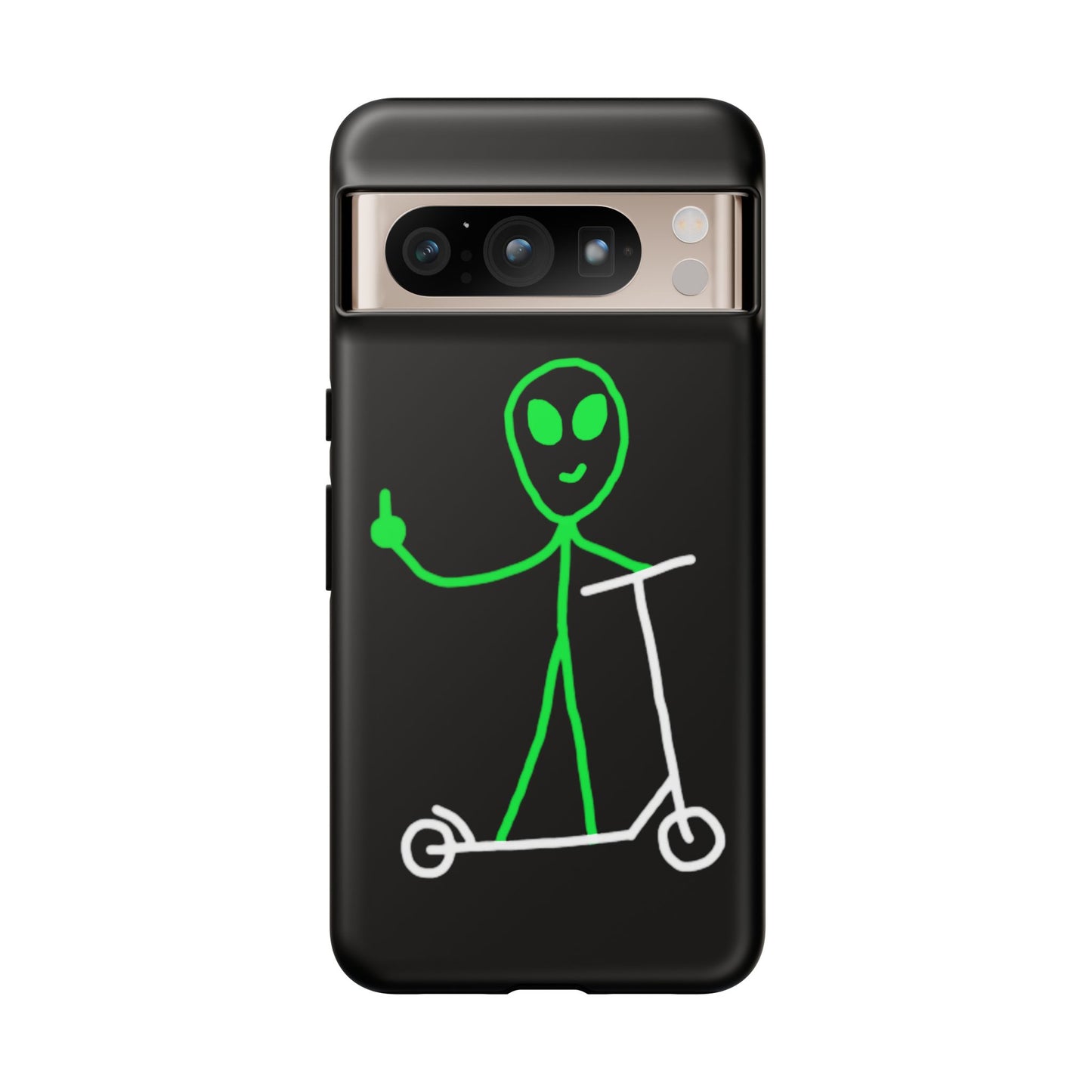 Alien on a Scooter Phone Case (Black)