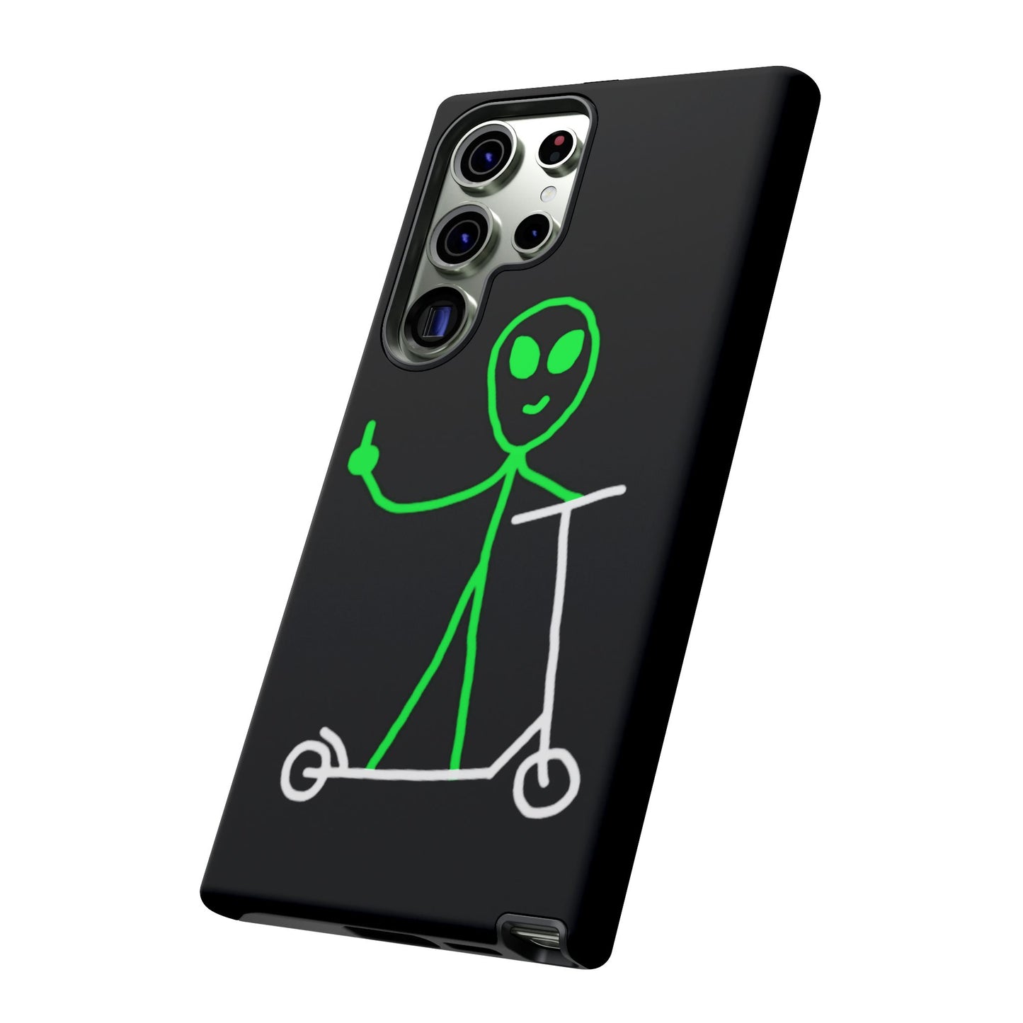 Alien on a Scooter Phone Case (Black)