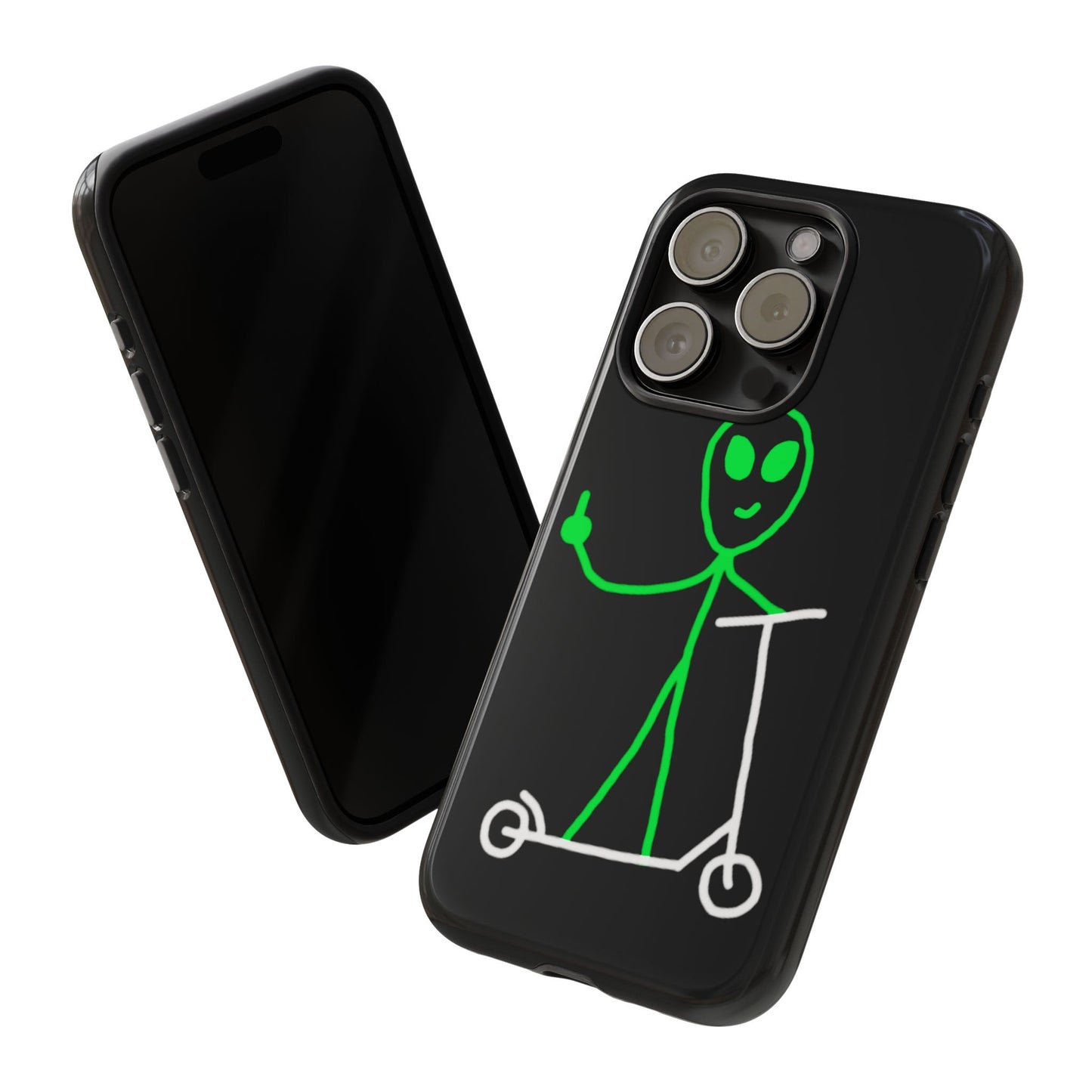 Alien on a Scooter Phone Case (Black)