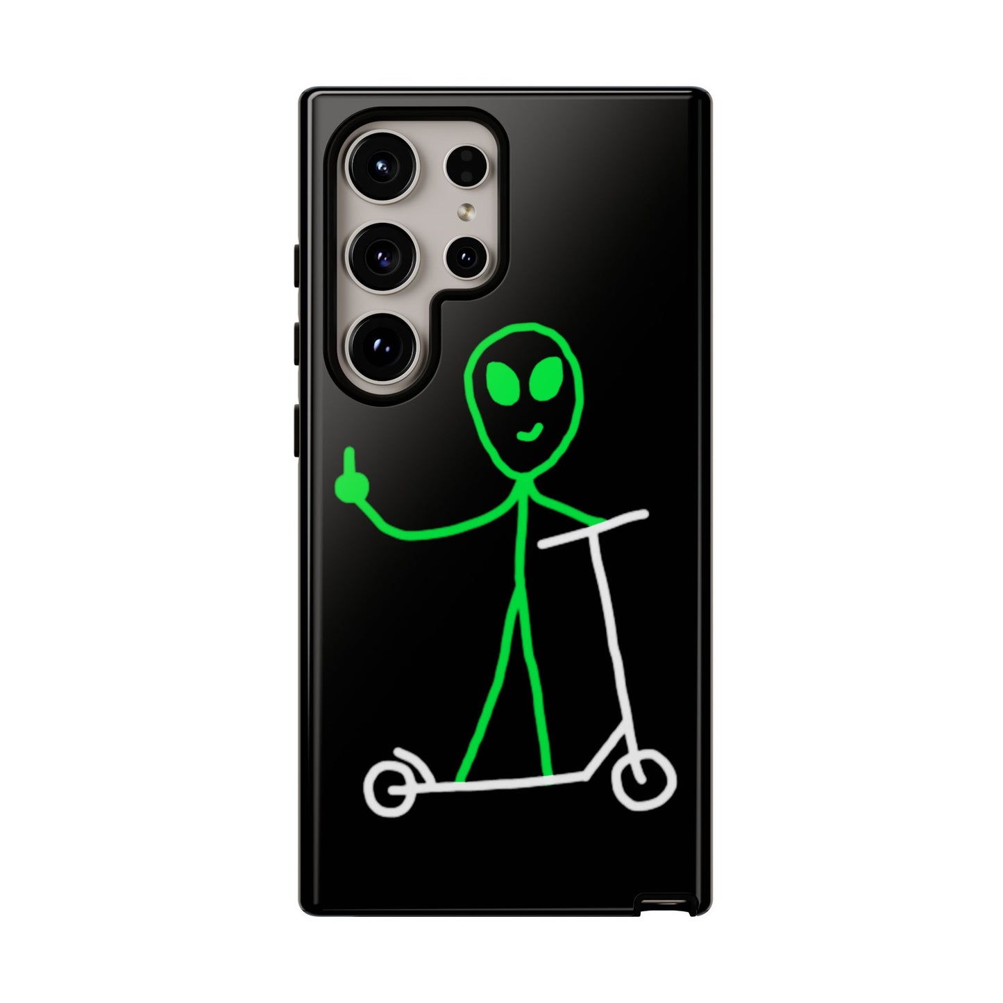 Alien on a Scooter Phone Case (Black)