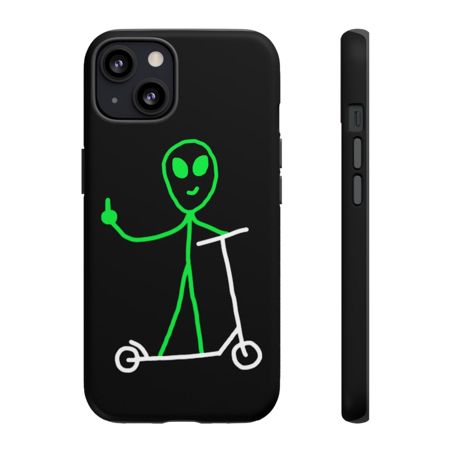 Alien on a Scooter Phone Case (Black)