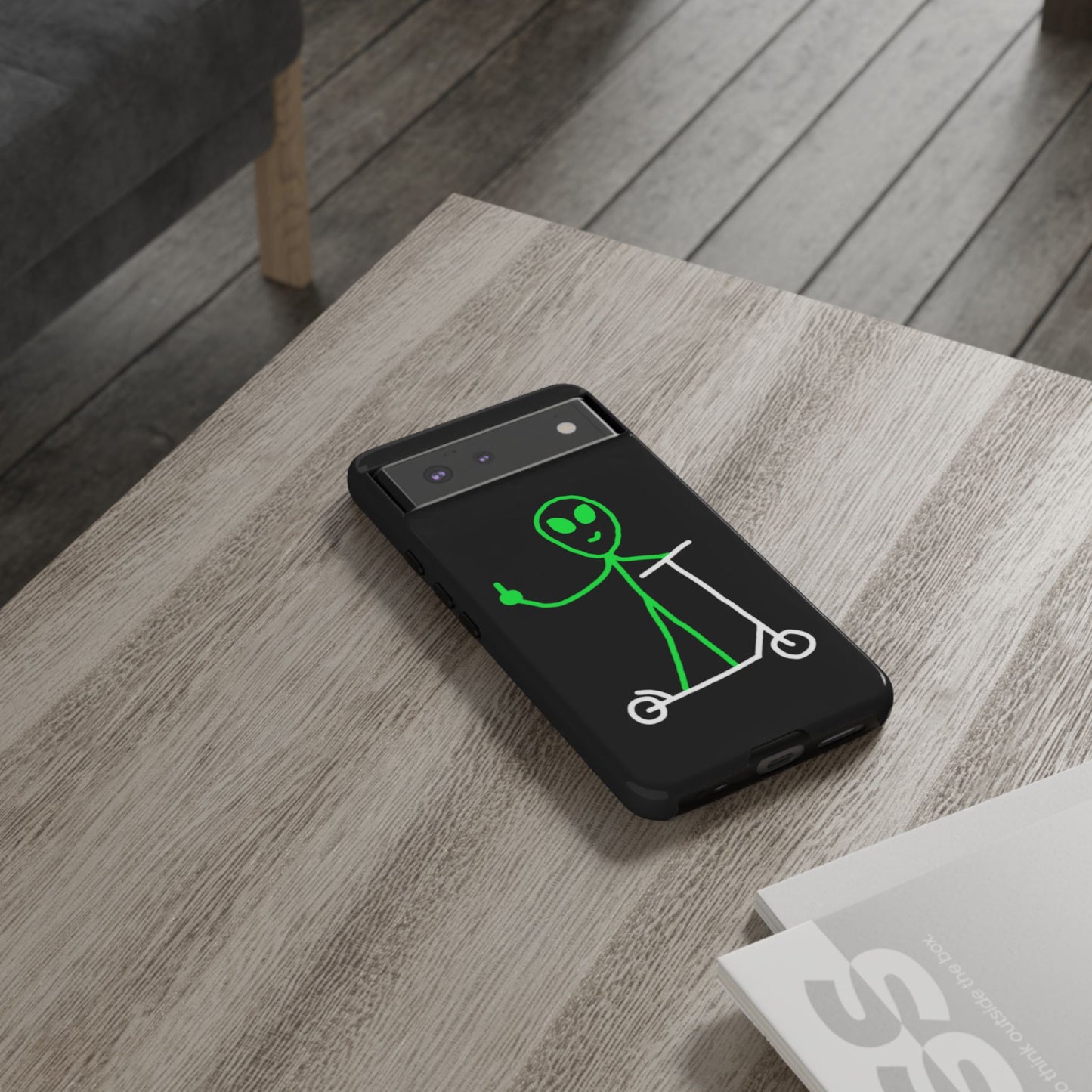 Alien on a Scooter Phone Case (Black)