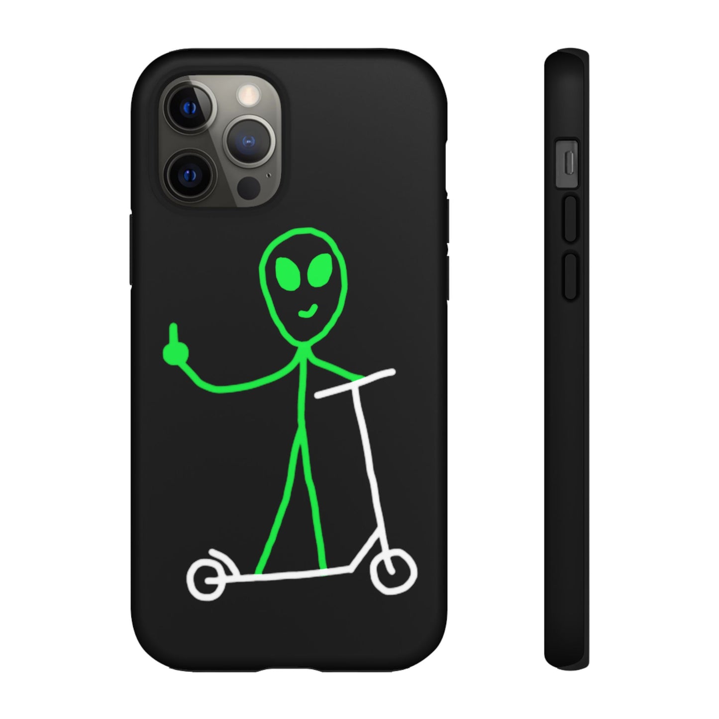 Alien on a Scooter Phone Case (Black)