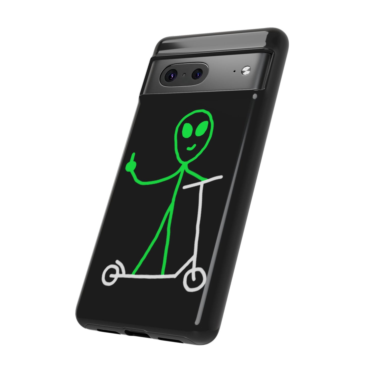 Alien on a Scooter Phone Case (Black)